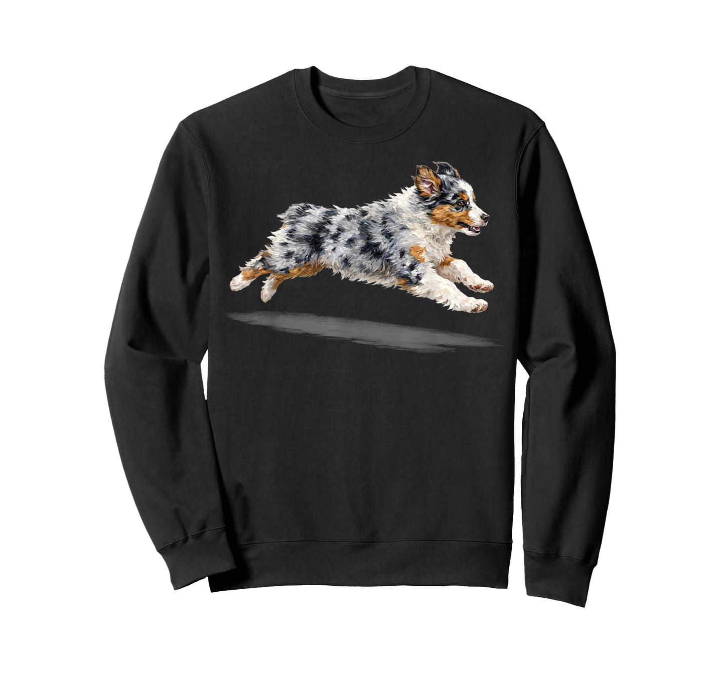 Retro Cute Running Dog Art Australian Shepherd Running T-Shirt