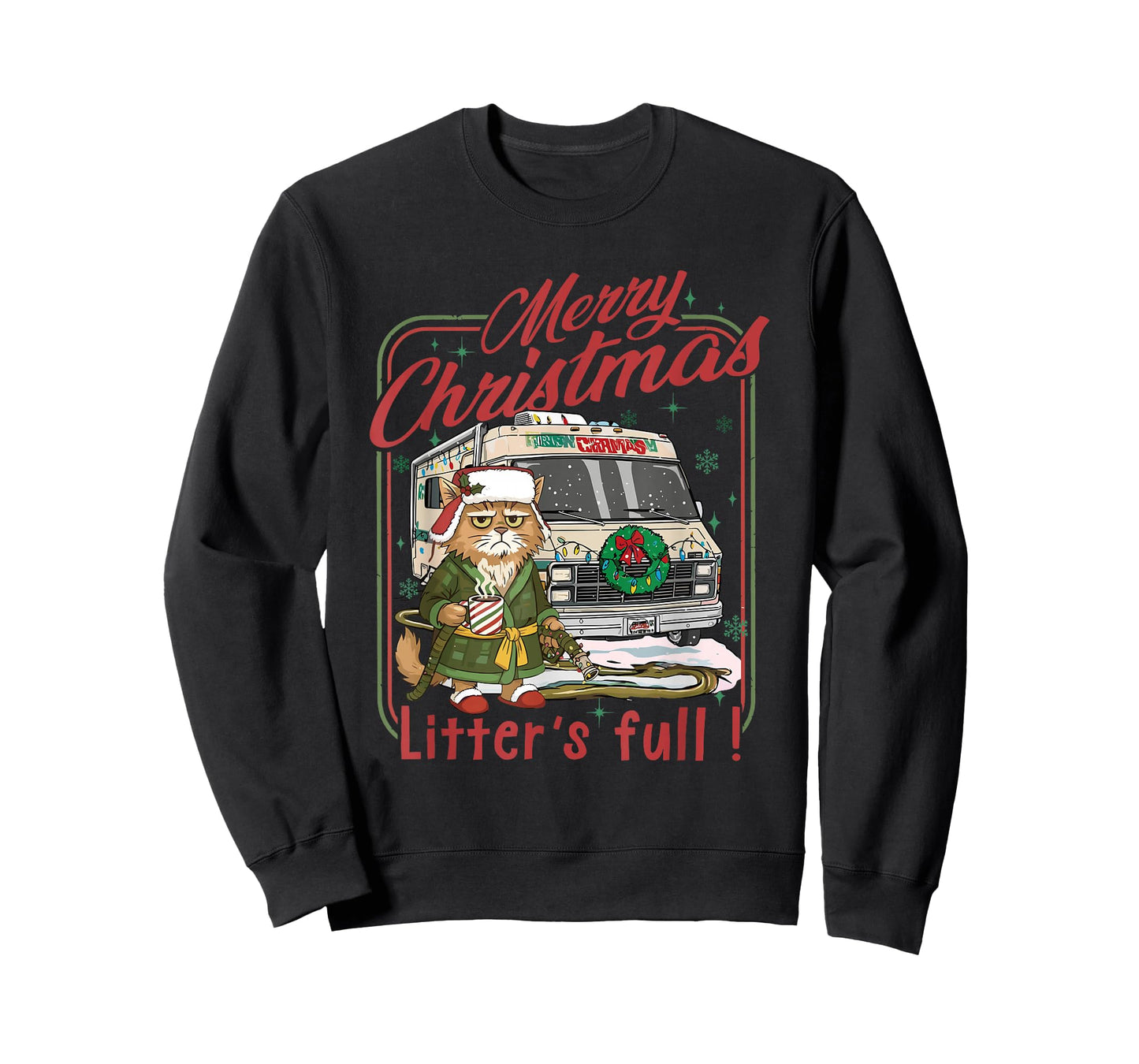 Merry Christmas Litter’s Full Cat Coffee Xmas Camping Lover T-Shirt