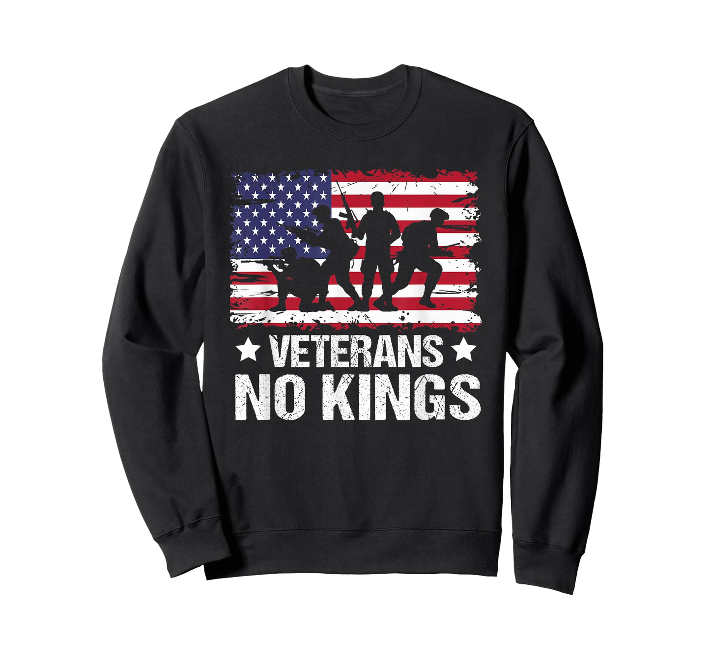 Veterans No Kings Vintage Military America Flag Veterans Day T-Shirt