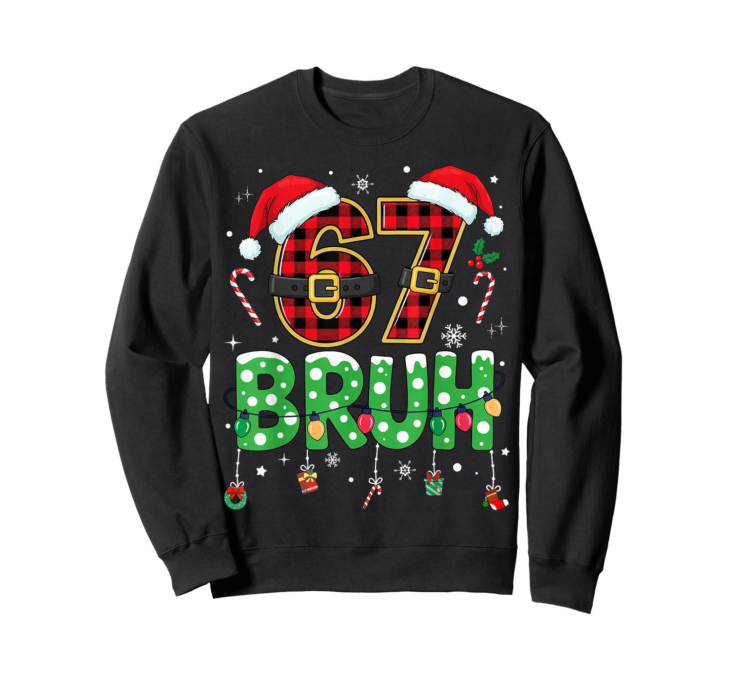 Bruh 67 Six Seven 6 7 Meme Christmas Funny Boy Girl Kids T-Shirt