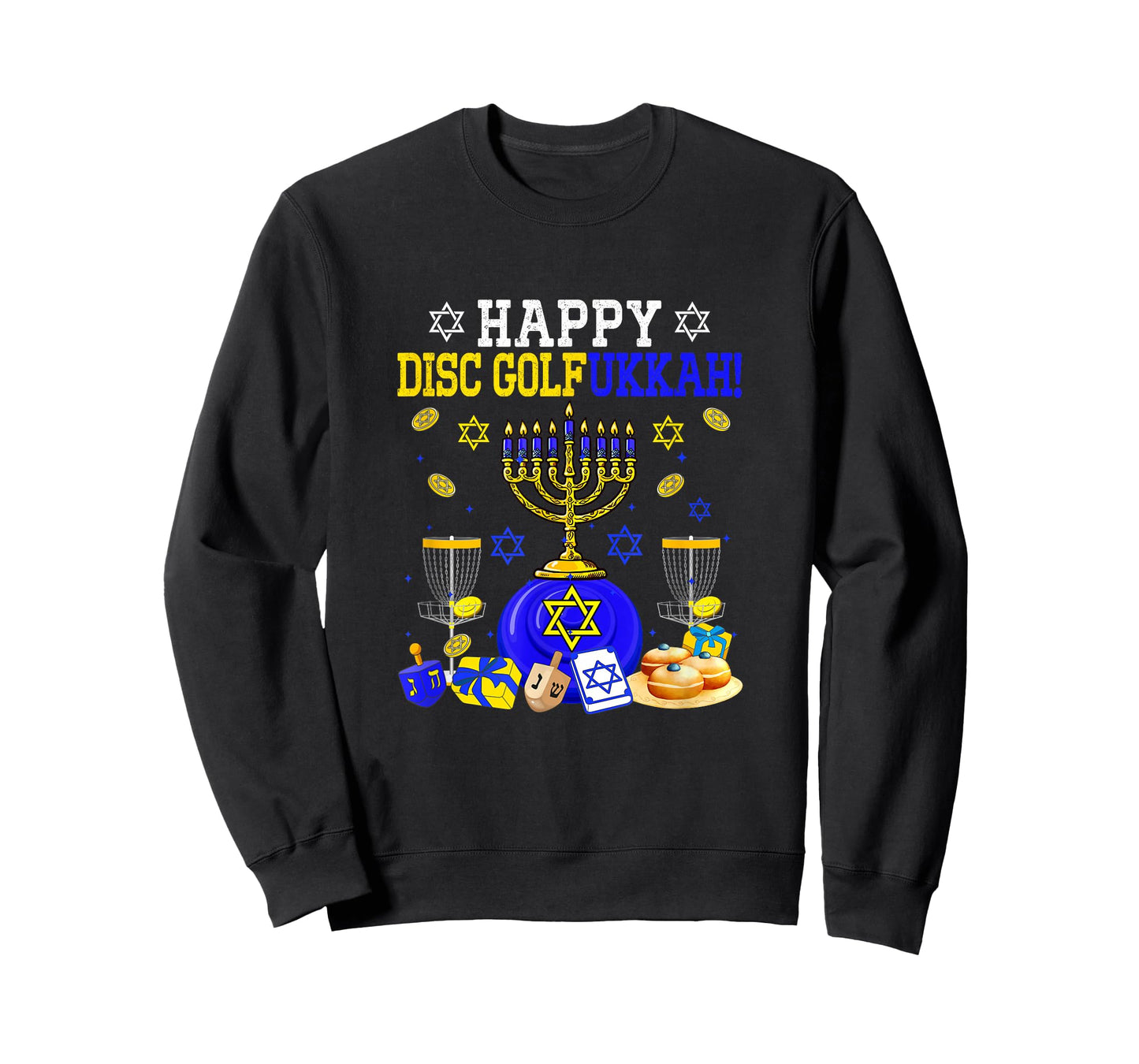 Happy Disc Golfukkah Disc Golf Player Fan Hanukkah Menorah T-Shirt
