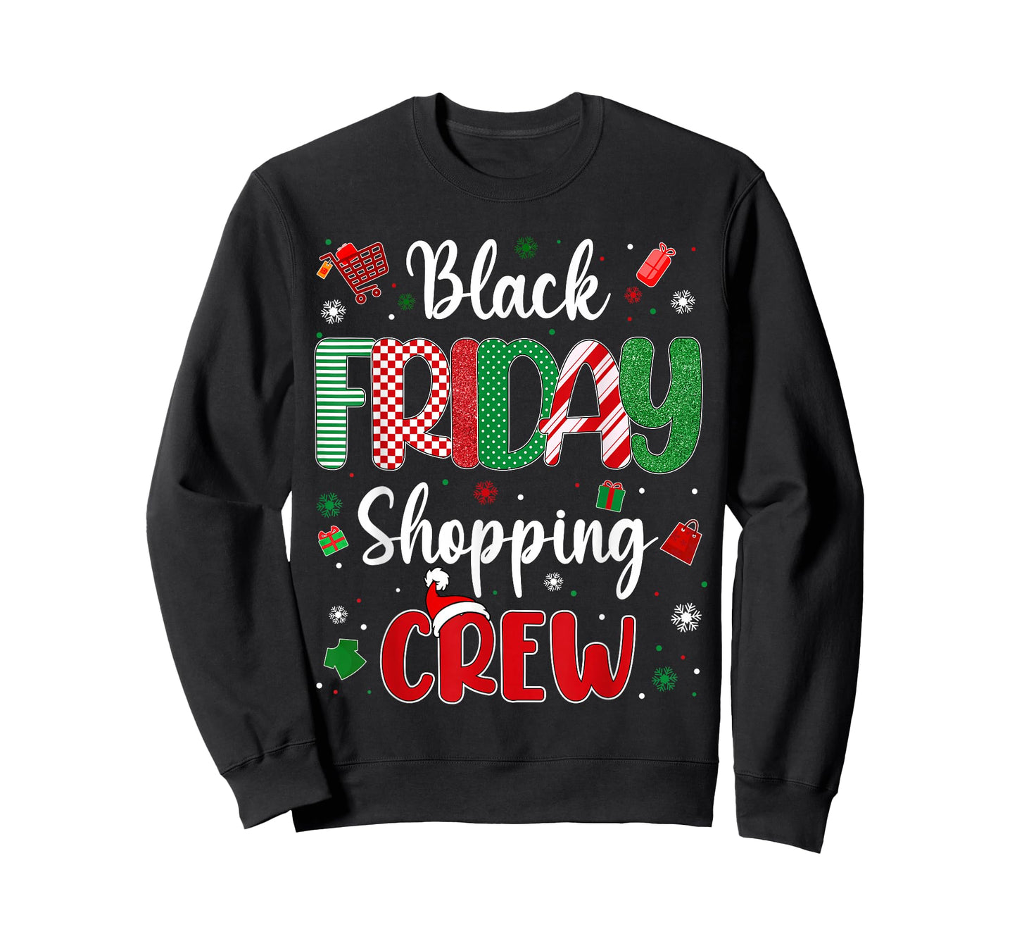 Christmas Black Shopping Family Funny Friday Shopping Crew T-Shirt