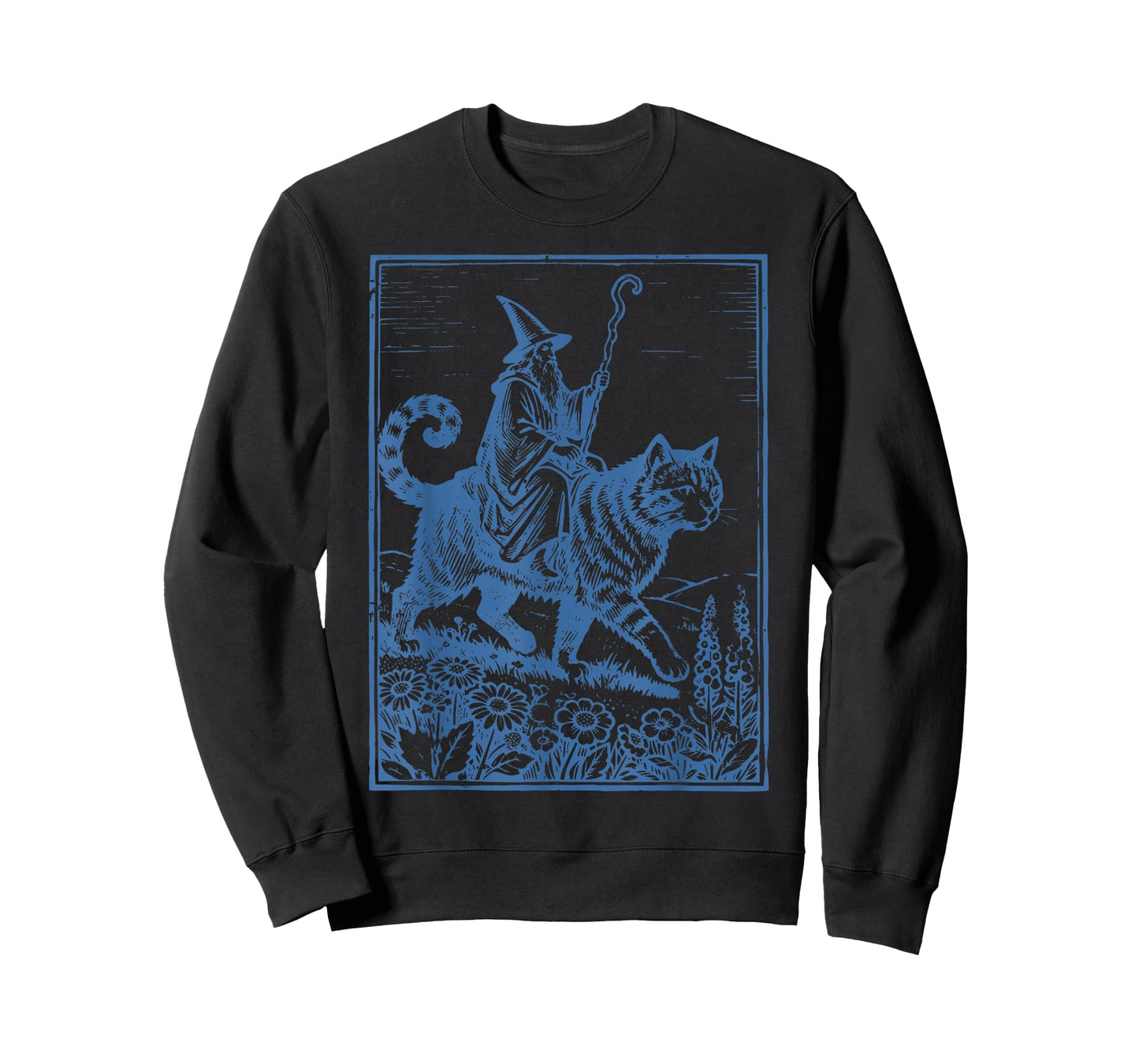 Vintage Wizard Cat Rider Funny Wizard Riding Giant Cat T-Shirt