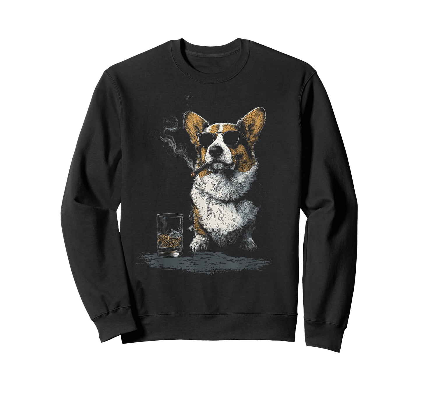 Corgi Smoking Cigar Whisky Lover Funny Dog T-Shirt