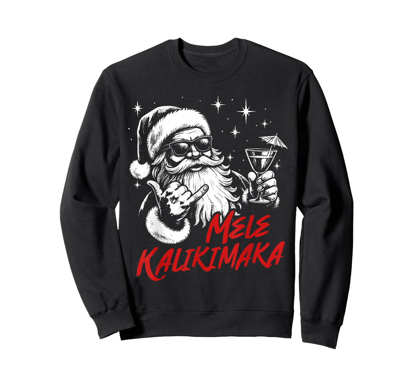 Retro Christmas Mele Kalikimaka Santa Shaka Hawaii Cocktails T-Shirt
