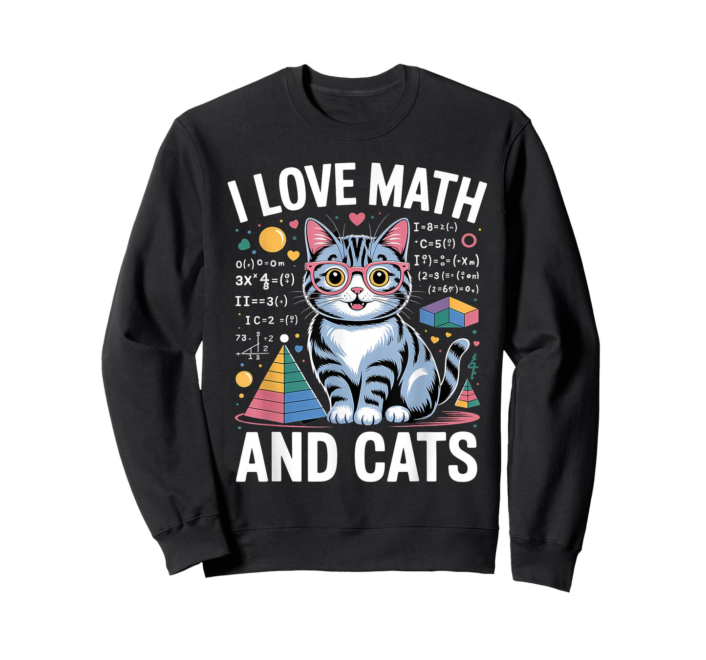 Math Cat Lover Funny Math Teacher I Love Math and Cats T-Shirt