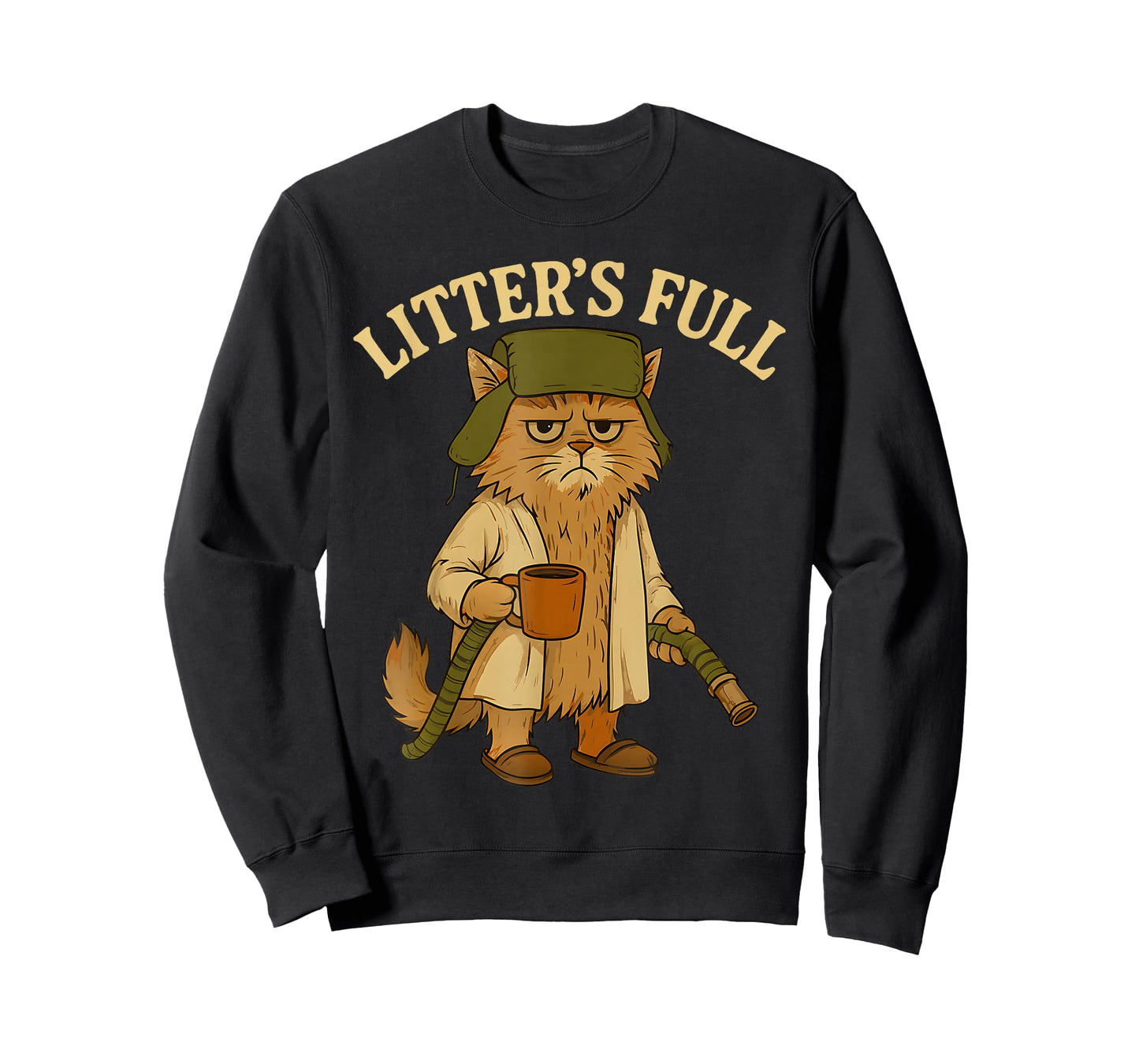 Litter’s Full Funny Cat Lovers Christmas Xmas Grumpy Humor T-Shirt