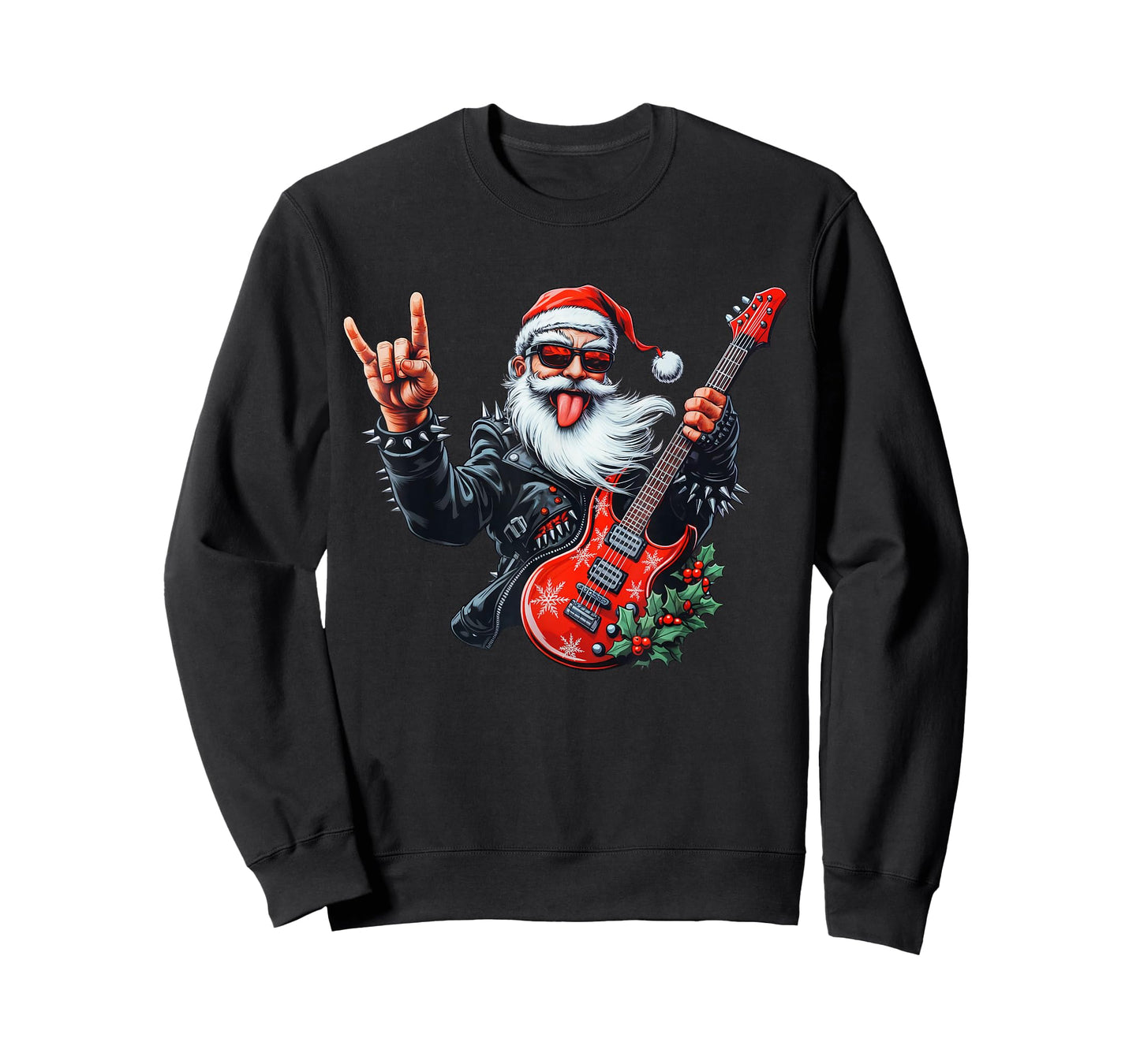 Christmas Santa Claus Playing Electric Guitar Rock Star Xmas T-Shirt