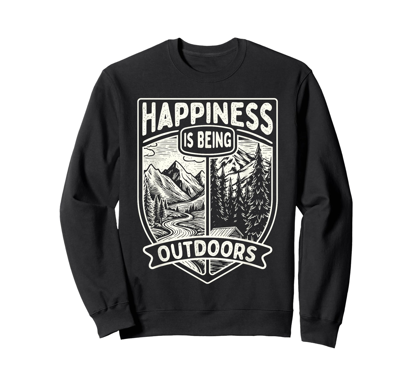 Happiness is Being Outdoors - Hiker Trekker Hiking T-Shirt