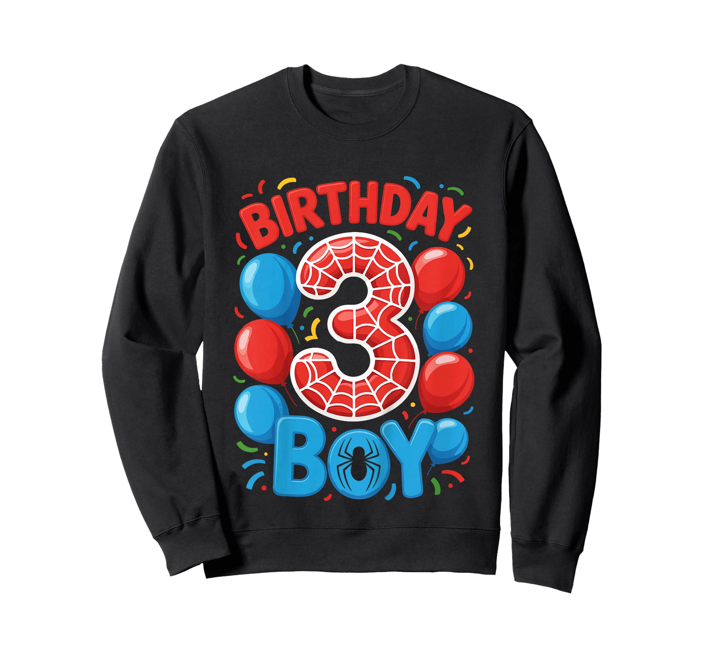 Kids 3rd Birthday Spider Web 3 Year Old Boy Party T-Shirt