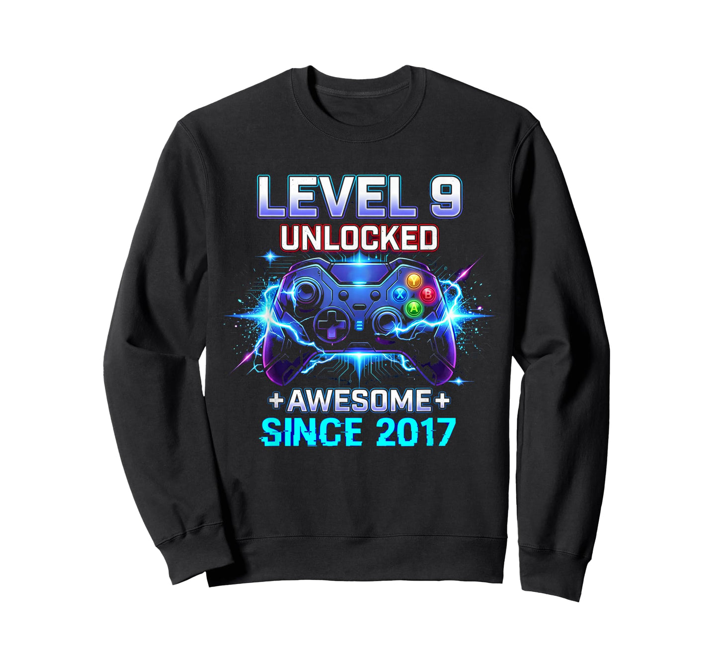 Level 9 Unlocked Awesome Since 2017 9th Birthday Boy Gamer T-Shirt