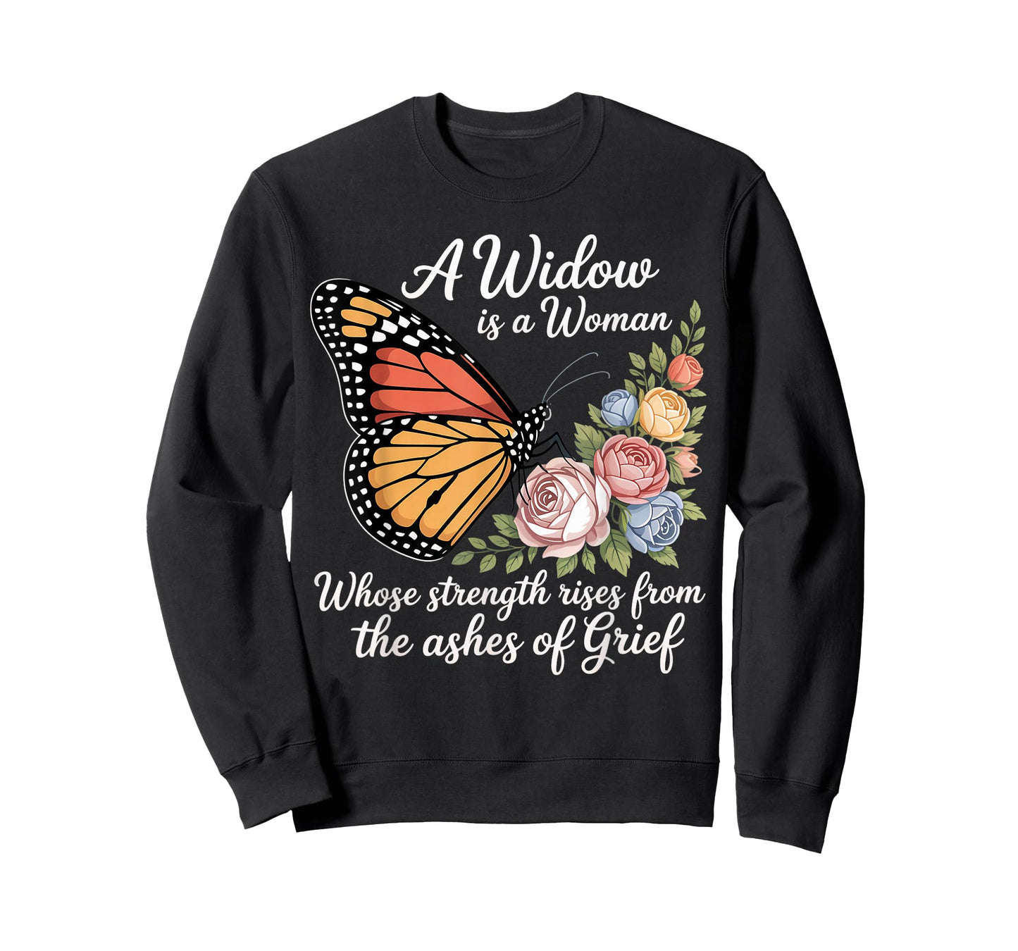 A Widow is A Woman Strength Butterfly Memorial Husband Widow T-Shirt