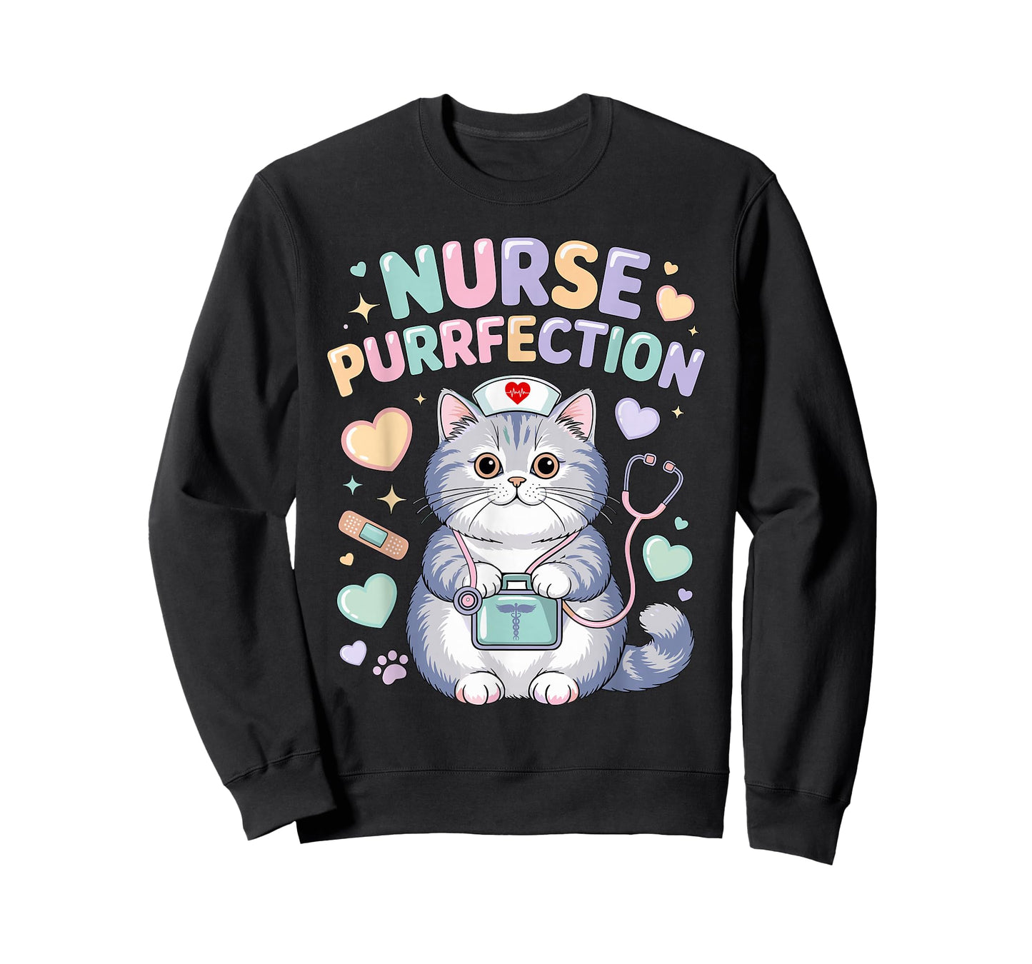Funny Nurse Cat Pun Purrfection Kitten Lover Cute Nursing T-Shirt