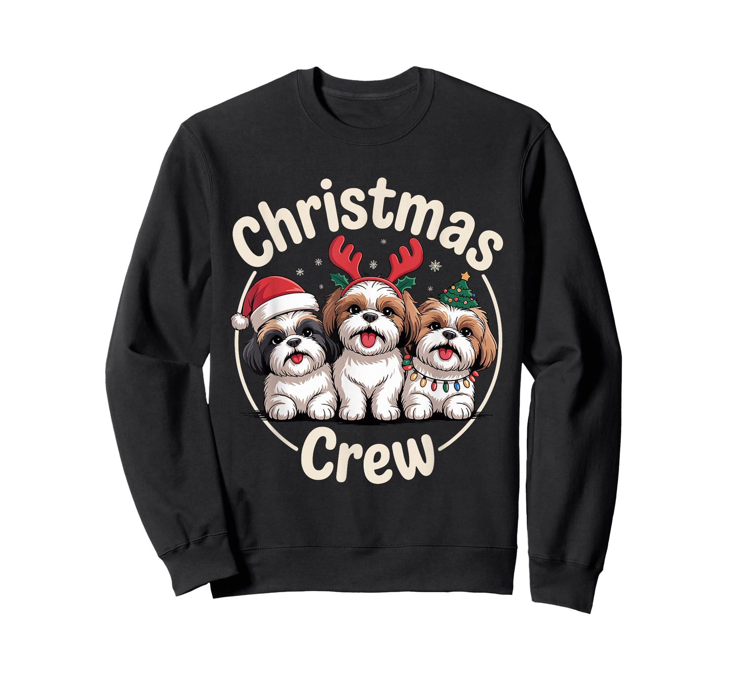 Christmas Crew Xmas Puppy Mix Dog Funny Christmas Shih Tzu T-Shirt