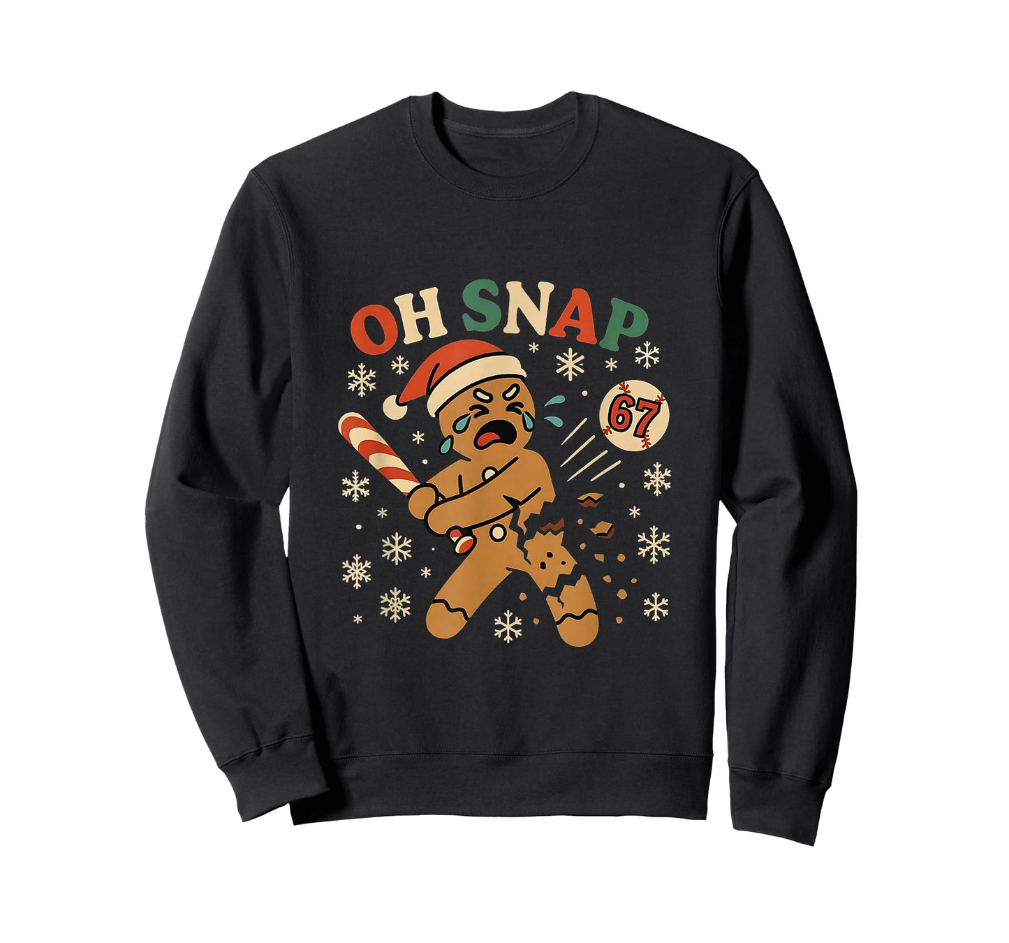 Oh Snap Gingerbread 67 Meme Funny Baseball Christmas Xmas T-Shirt