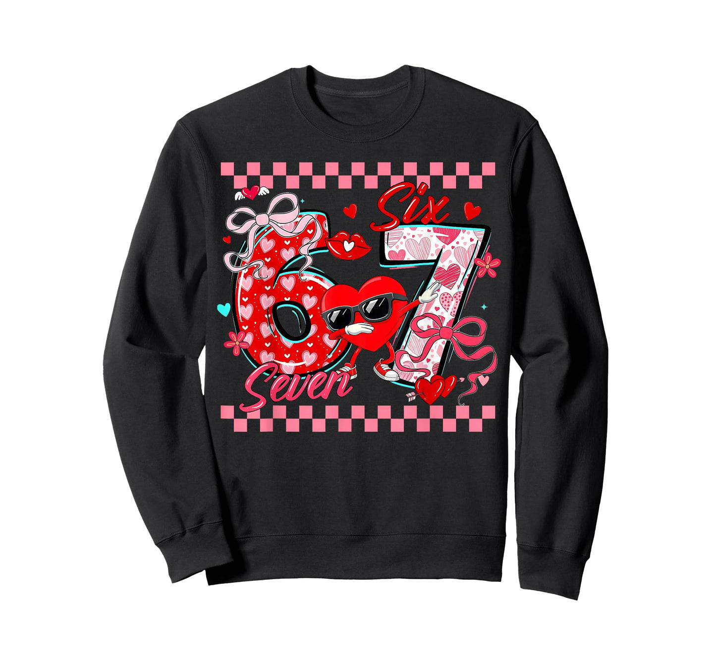 Valentine 67 Six Seven Meme Dabbing Hearts Matching Couple T-Shirt