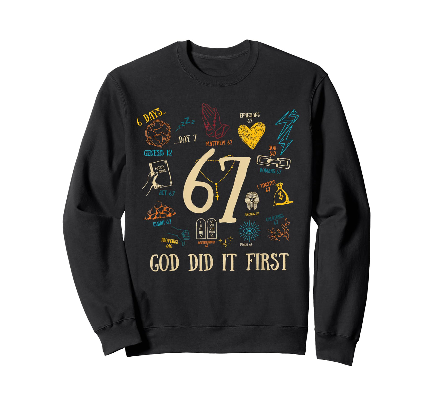 Vintage God Did It First 67 Six Seven Meme Christian Bible T-Shirt