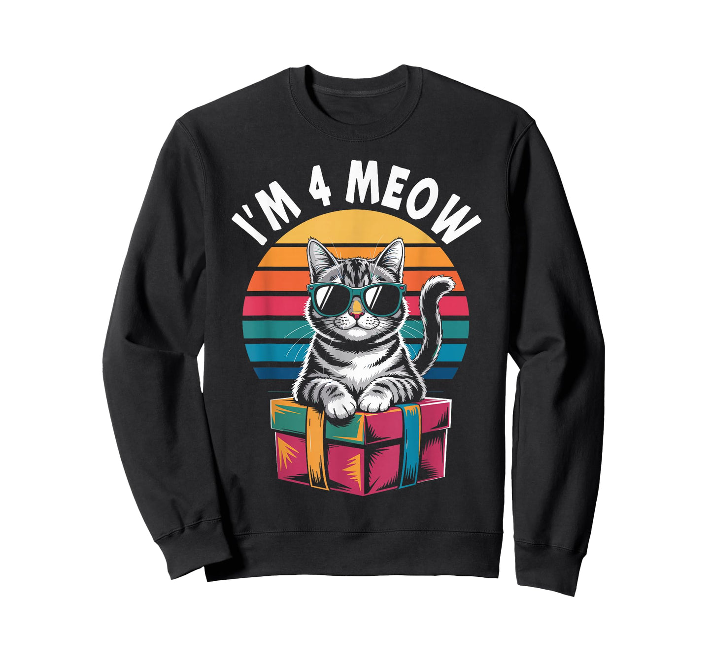 4th Birthday 4 Years Old I’m 4 Meow Funny Cat Birthday T-Shirt