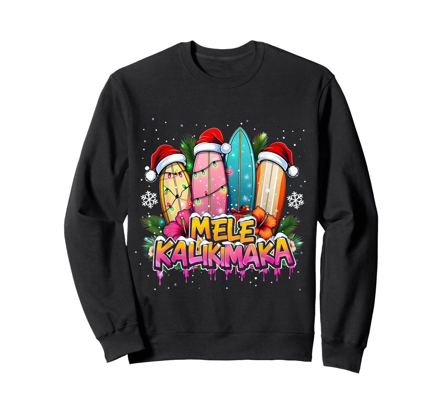 Mele Kalikimaka Surfboard Christmas Vibes T-Shirt