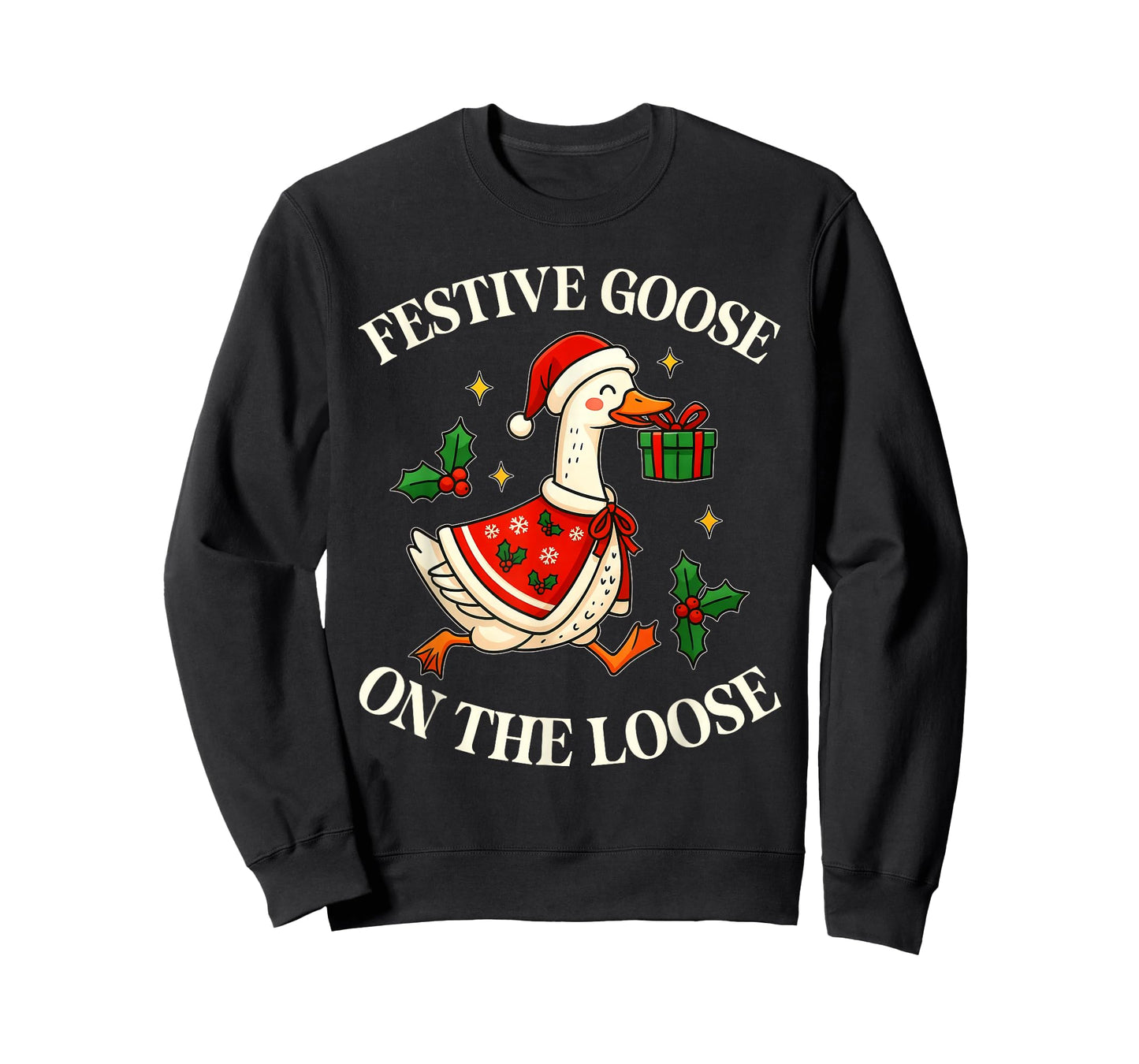 Festive Goose On The Loose Funny Goosemas Christmas Pajama T-Shirt