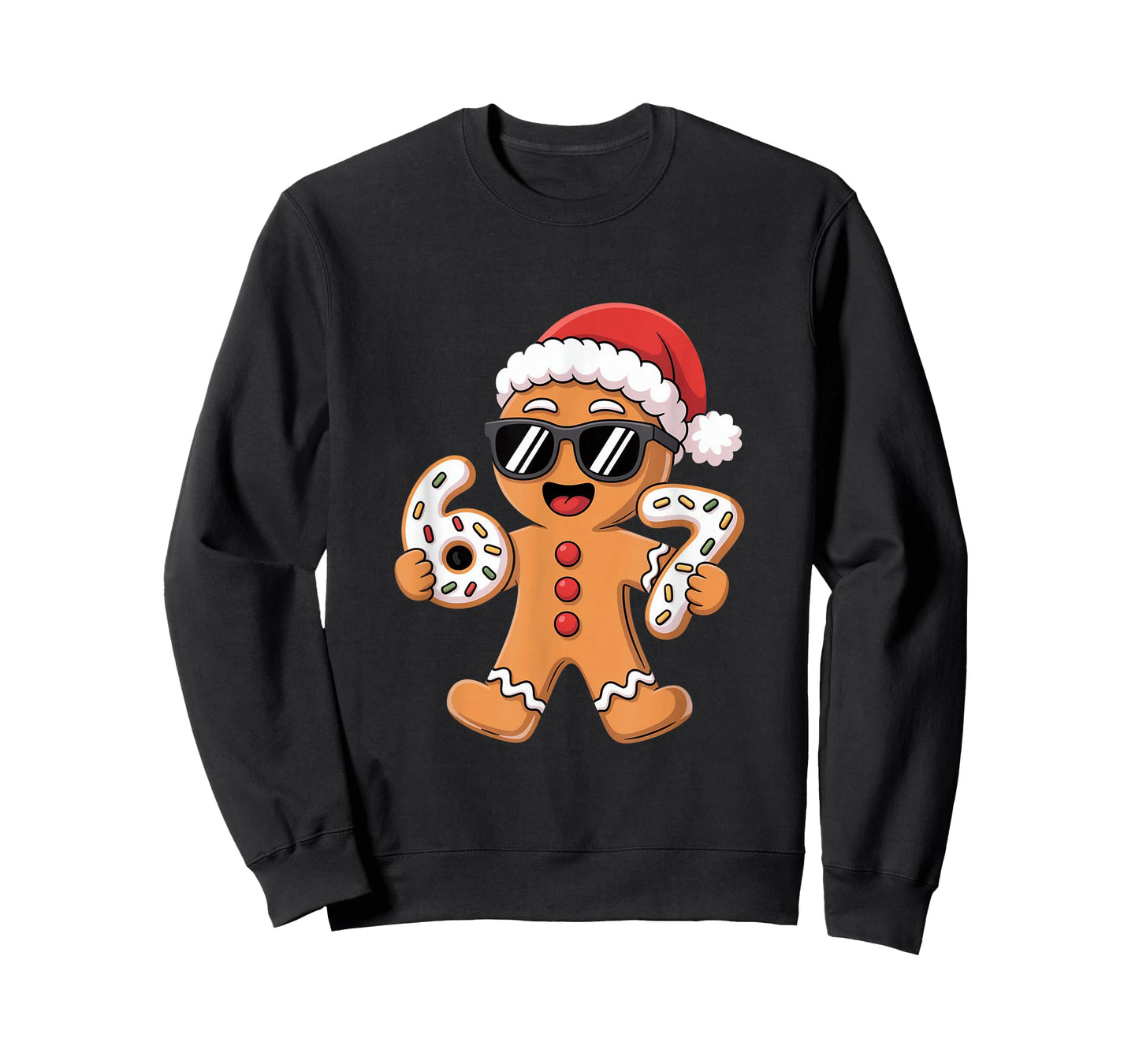Gingerbread Santa with Sunglasses Holding 67 Cookies T-Shirt
