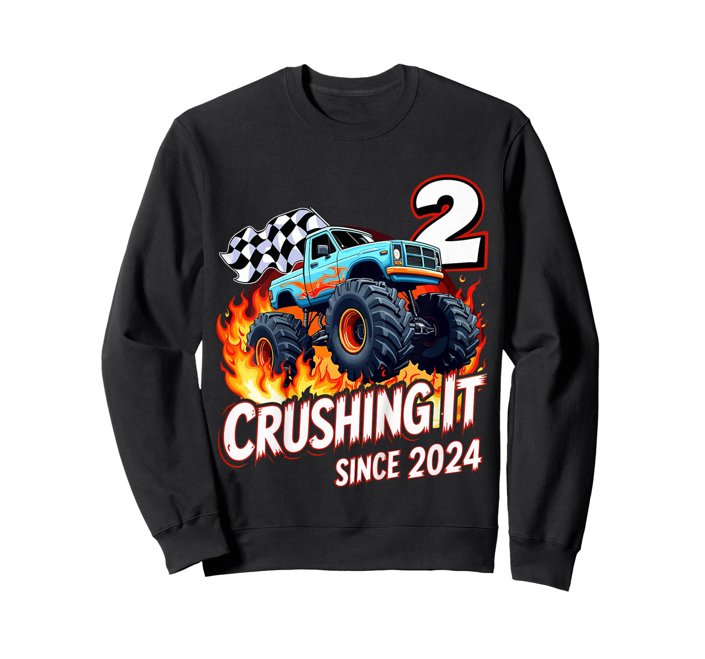 Kids 2nd Birthday Monster Truck 2 Year Old Boys Born 2024 T-Shirt