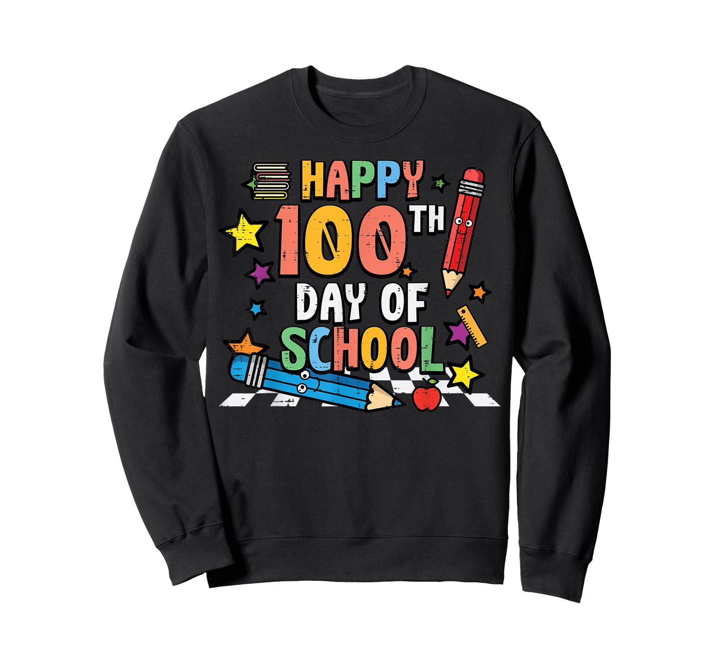 Happy 100th Day of School Pencils 100 Days Men Women Kids T-Shirt
