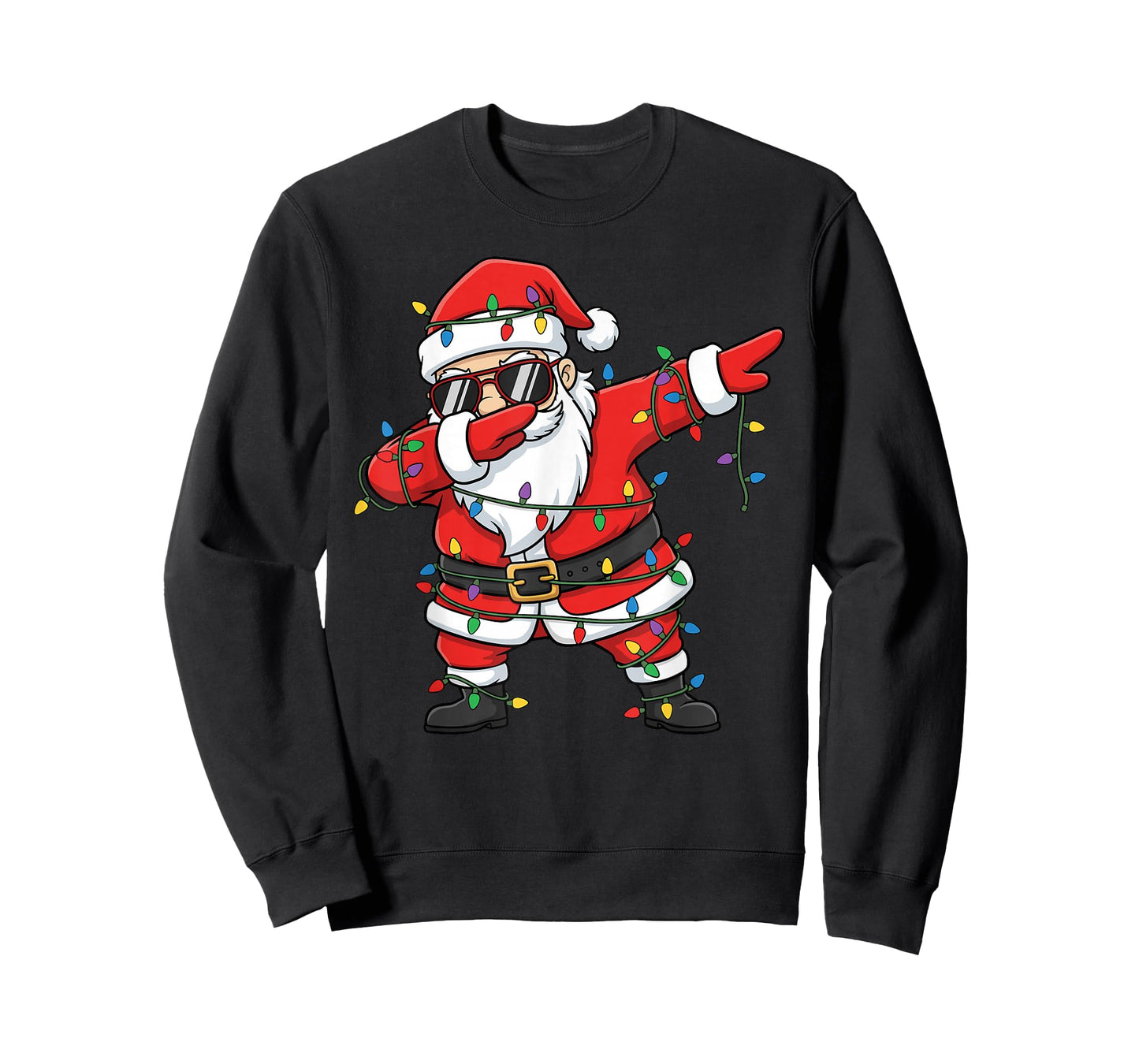 Funny Dabbing Santa Xmas Lights Men Boys Girls Christmas T-Shirt