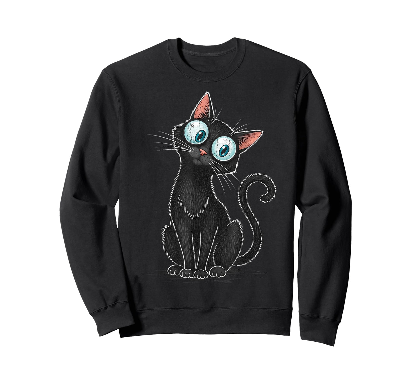 Womens Creepy Cat Cute Cat Meme Funny Black Cat Kitten Lover T-Shirt