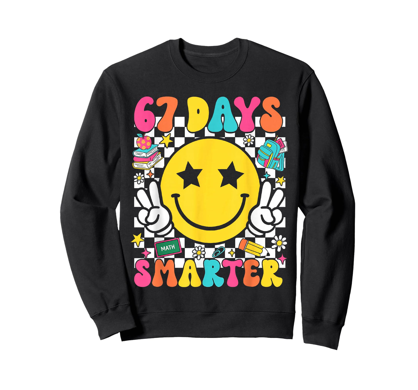 67th Day of School 67 Days Smarter Teacher Student Groovy T-Shirt