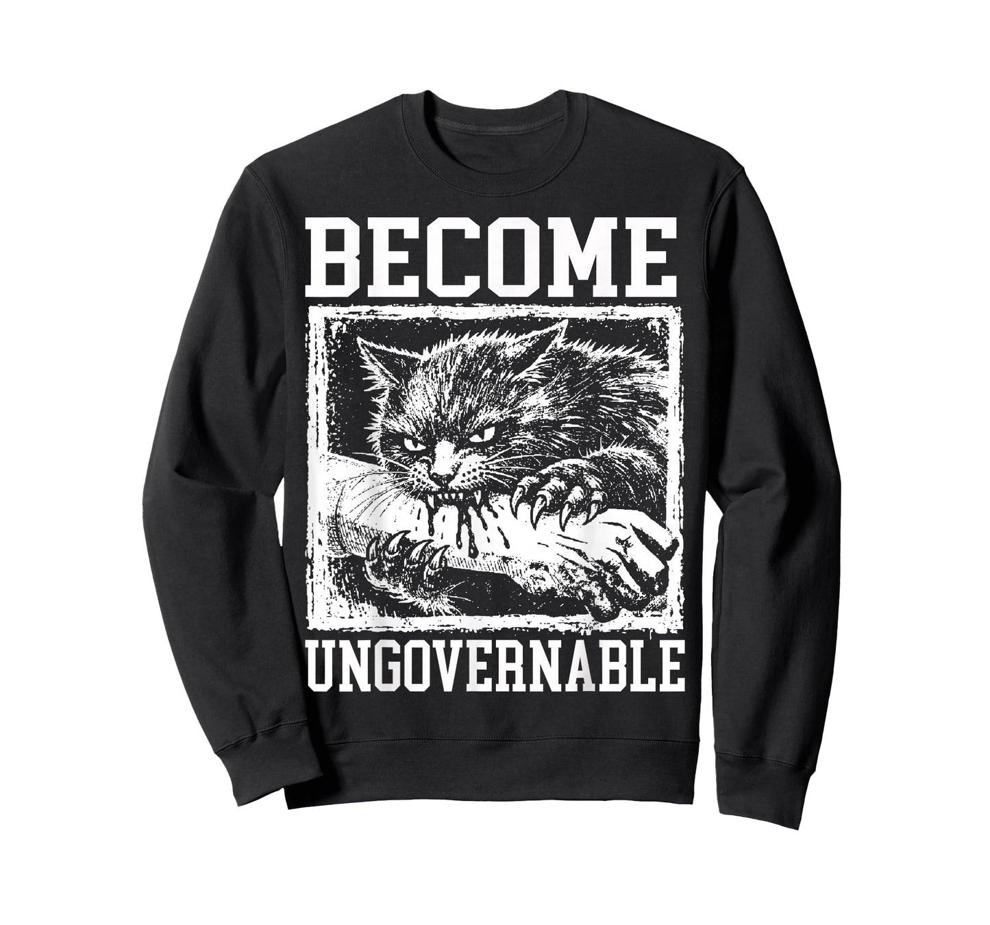 Become Ungovernable Funny Cat Bite Cat Humor Meme T-Shirt