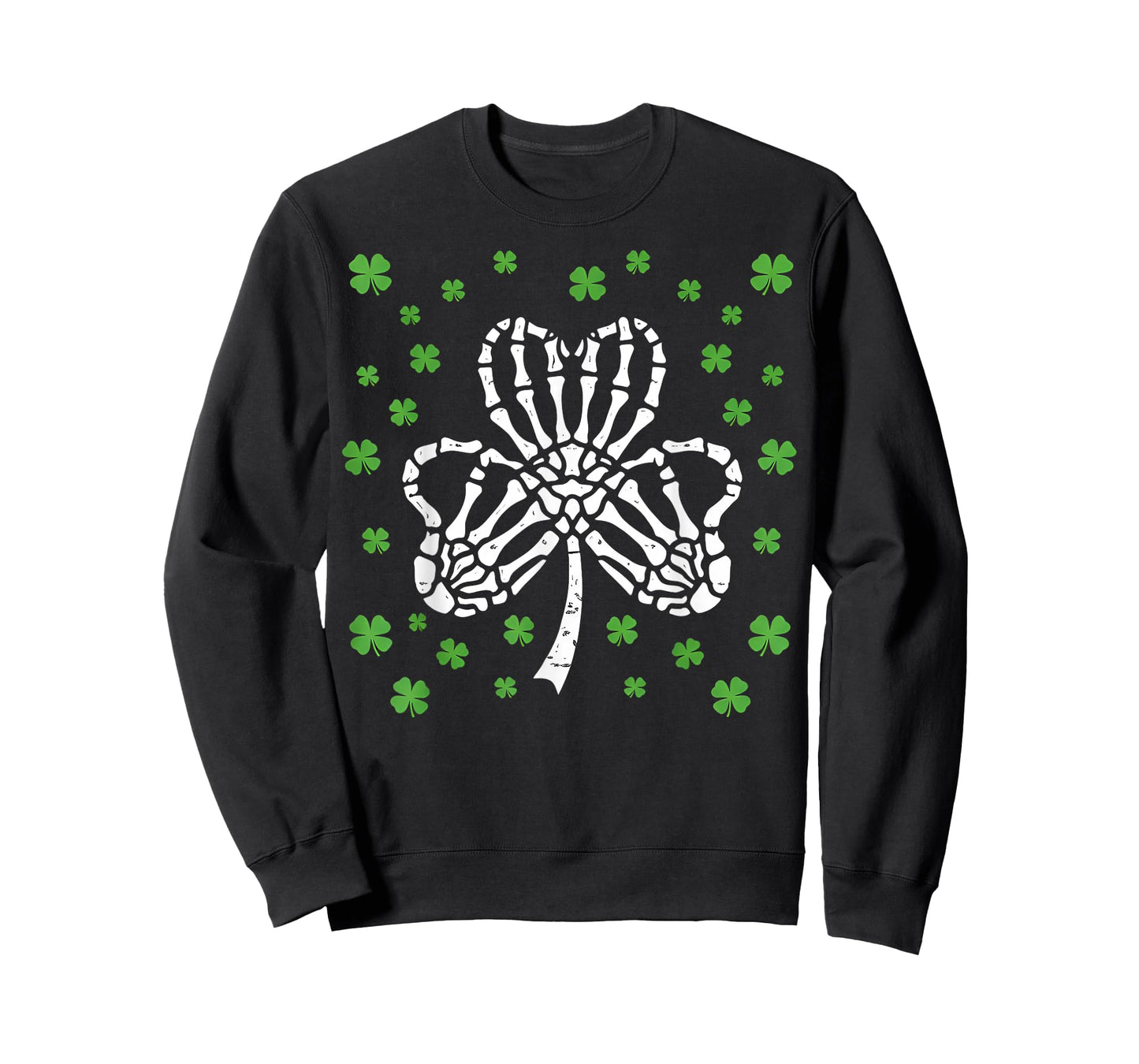 St Patrick Day Skeleton Hand Heart Shamrock Funny Women Kids T-Shirt