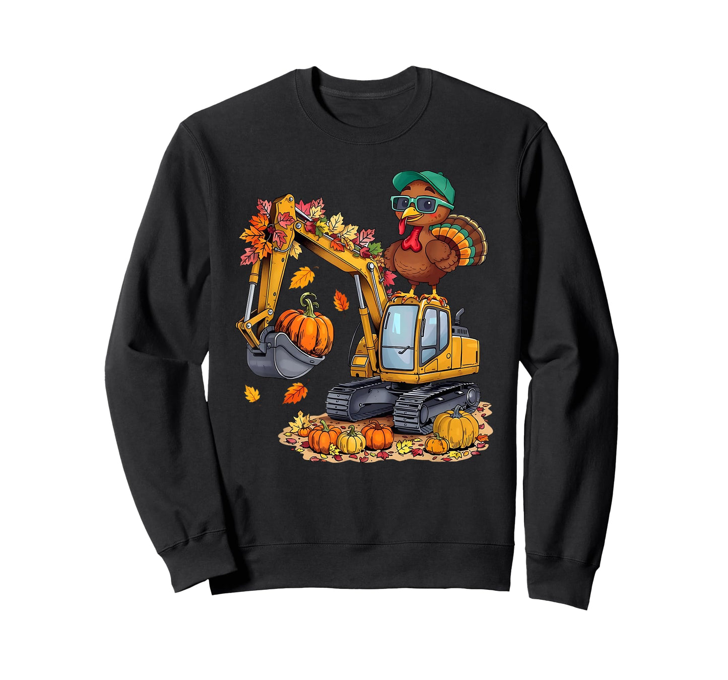 Kids Thanksgiving Construction Trucks Fall Toddler Boys Kid T-Shirt