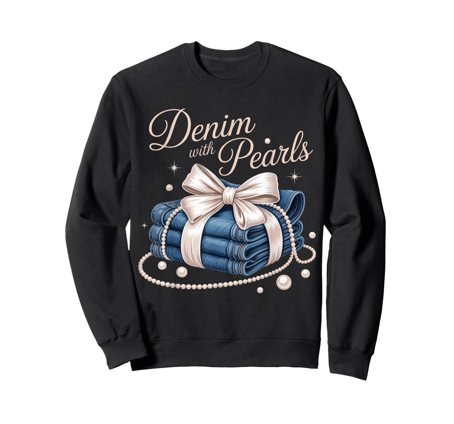 Denim with Pearls Mother’s Day Outfit for Stylish Women T-Shirt