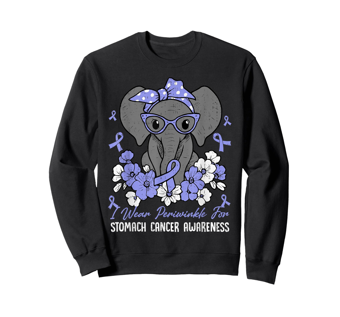 Stomach Cancer Awareness Elephant Ribbon Periwinkle Blue T-Shirt