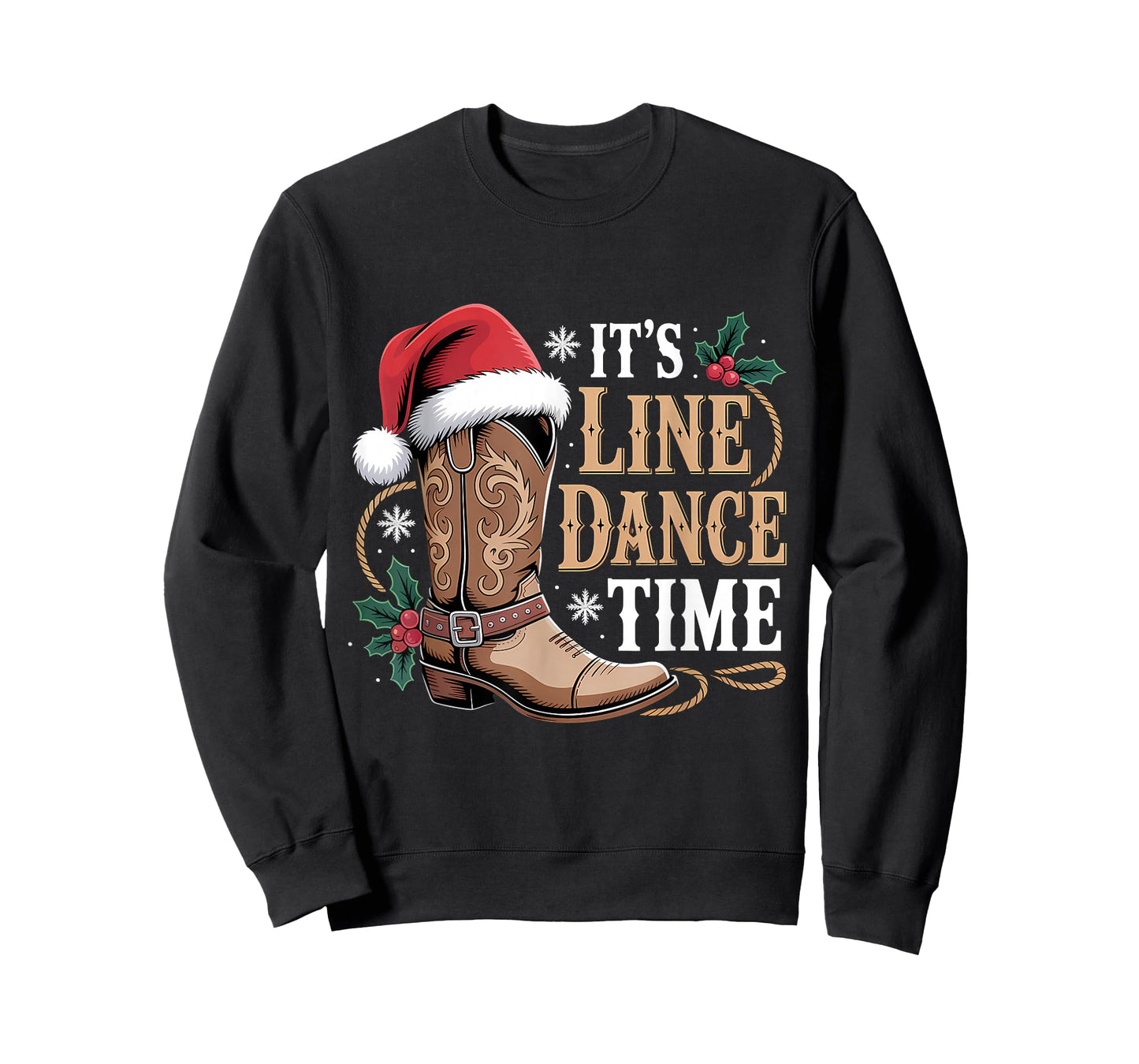 It's Line Dance Time Line Dancing Santa Hat Christmas Eve T-Shirt