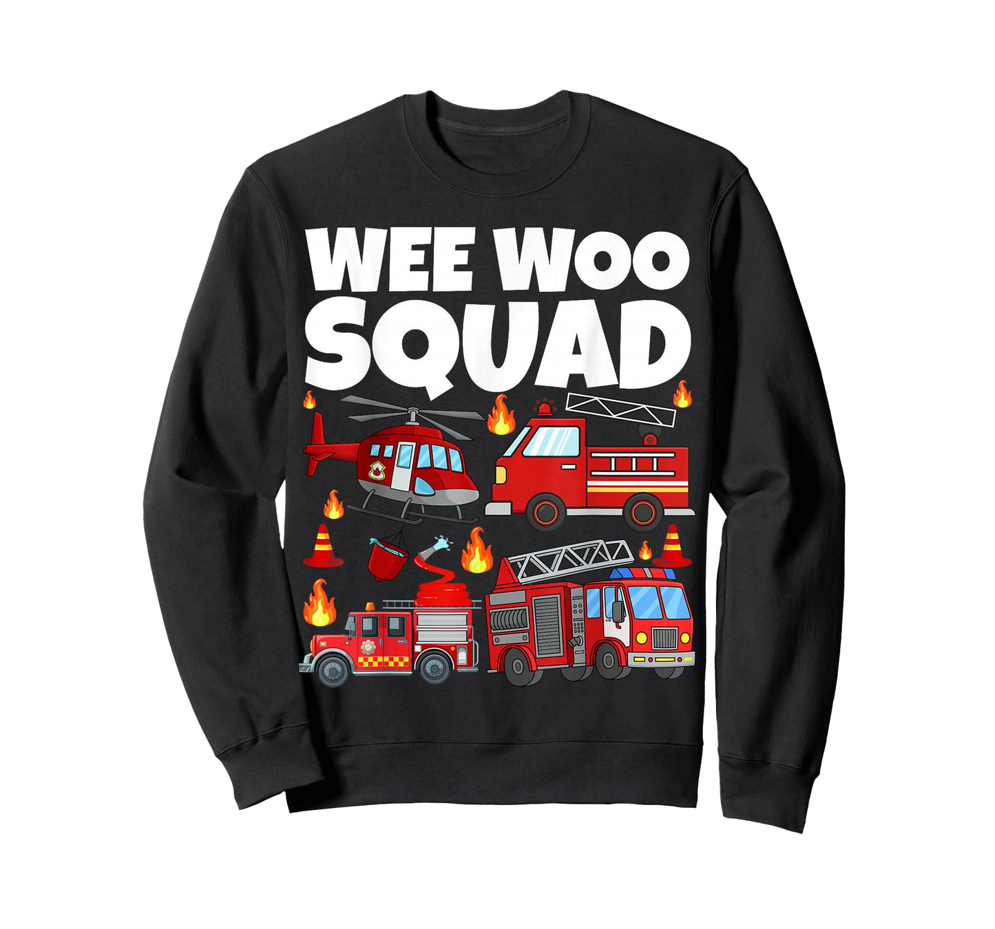 Funny Firefighter Fire Truck Fireman Wee Woo Squad Boys Kids T-Shirt