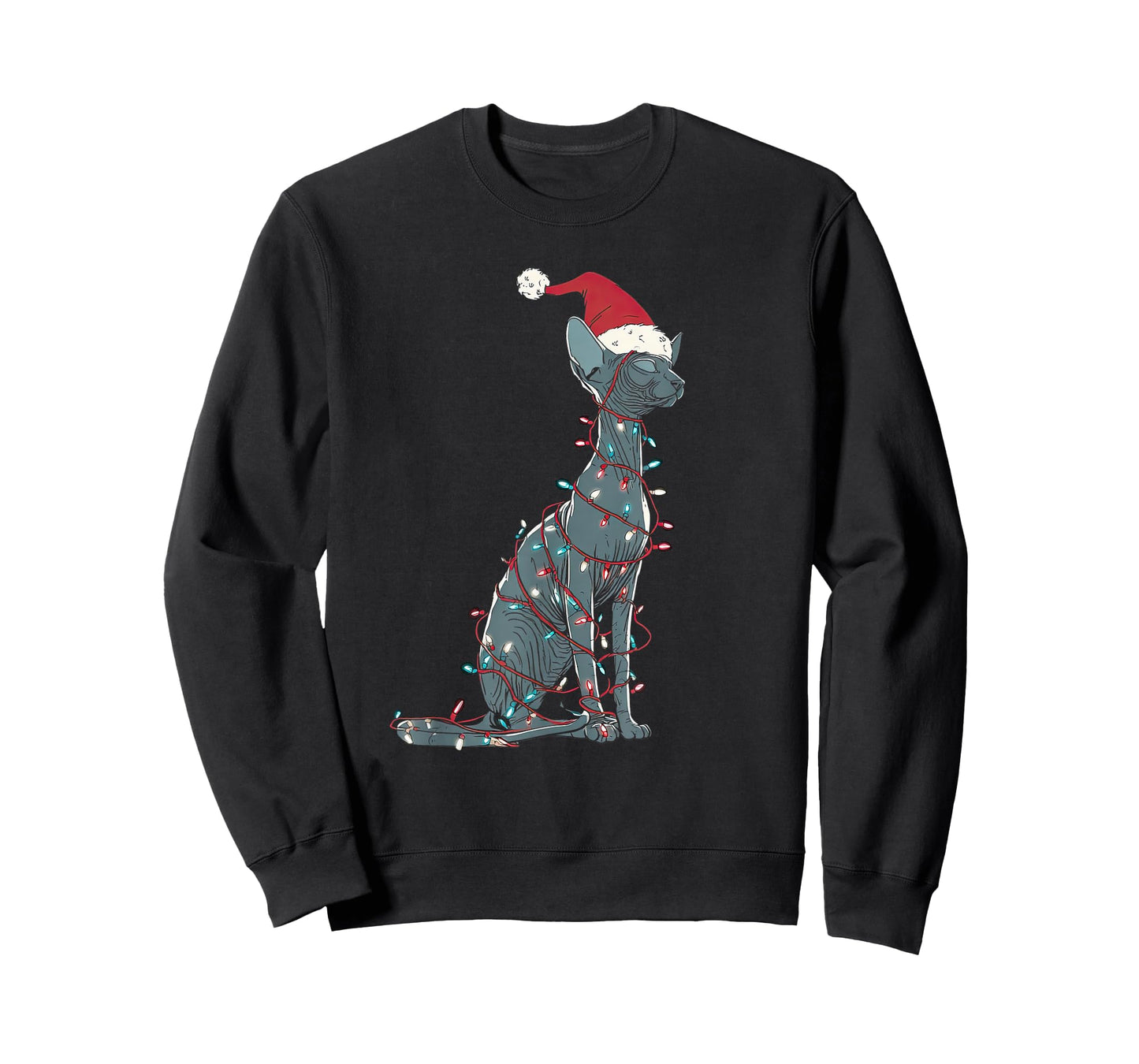 Funny Sphynx Cat Christmas Graphics Animal Lights Lover T-Shirt