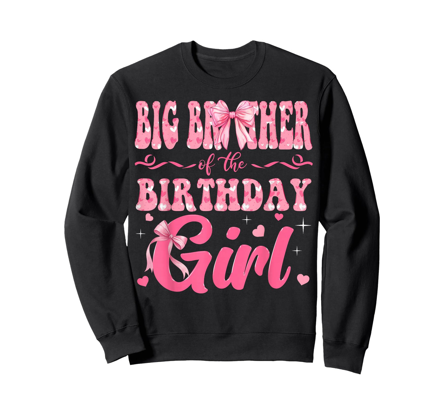 Big Brother of The Birthday Girl Family Pink Coquette Bow T-Shirt