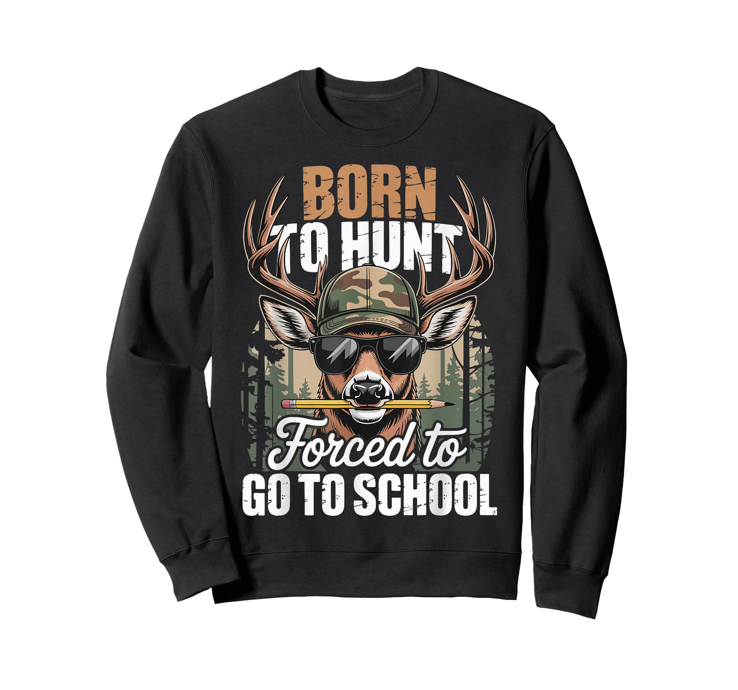Born to Go Hunting Forced to Go to School Deer Boy Camo T-Shirt