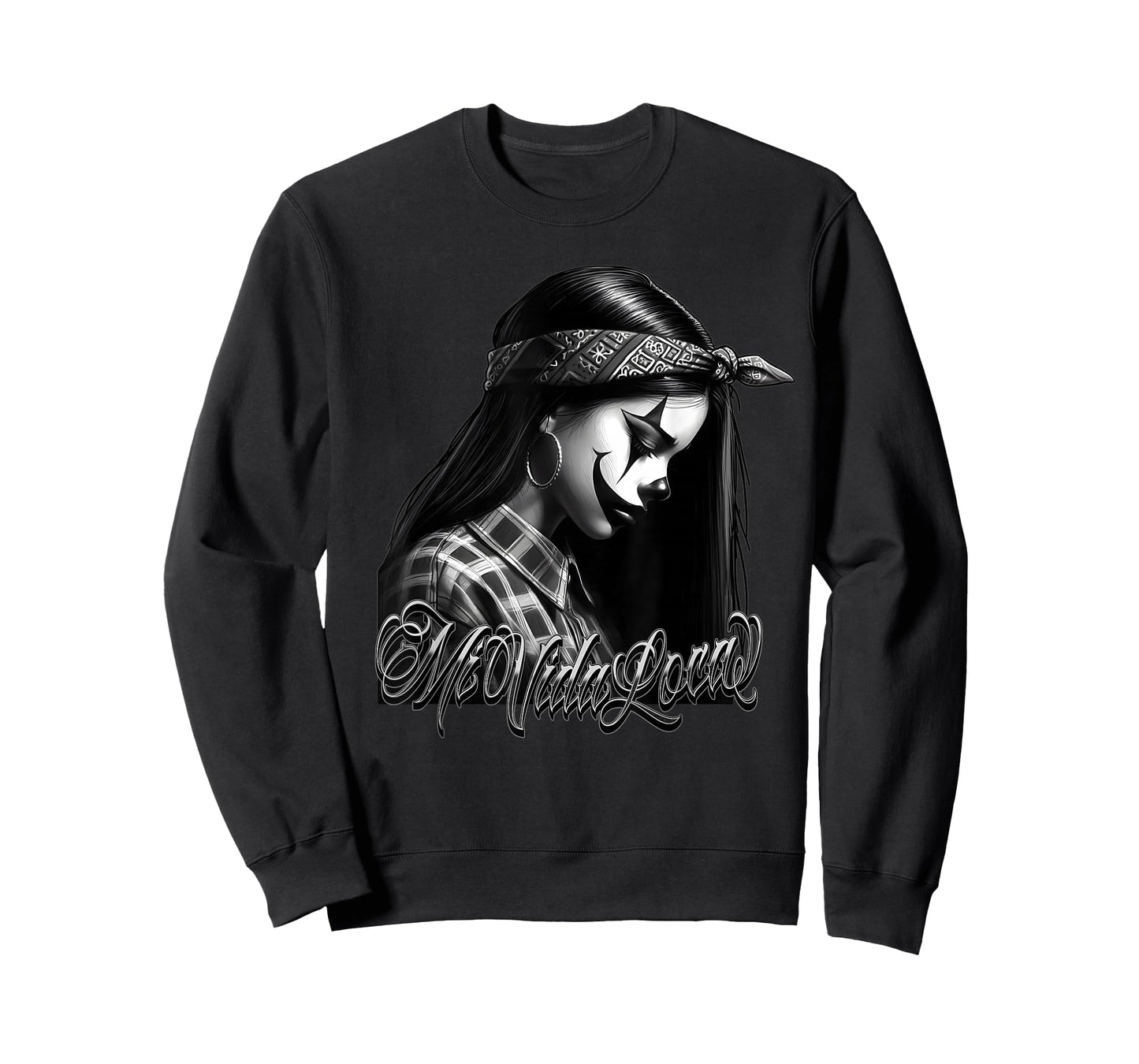 MI VIDA LOCA Sad Clown Payasa Chicana Chicano Tattoo Art T-Shirt