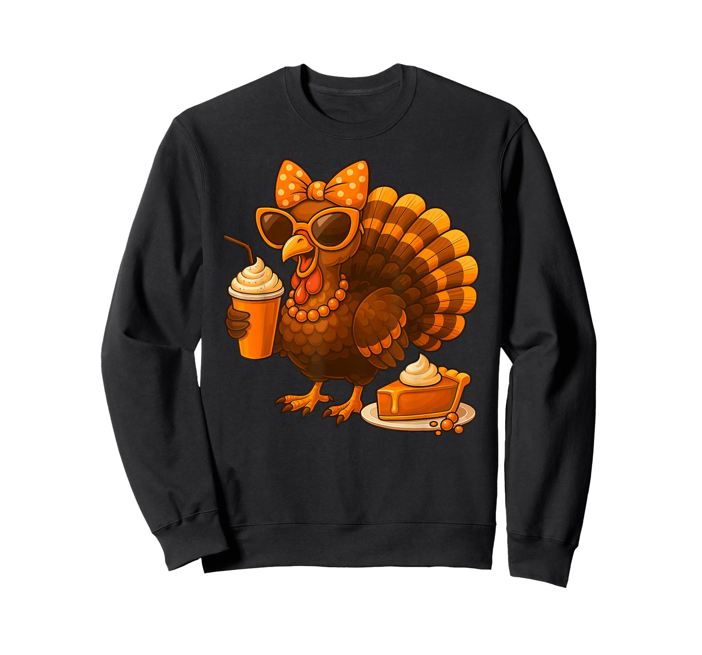 Thanksgiving Turkey Drinking Coffee Bow Womens Turkey T-Shirt