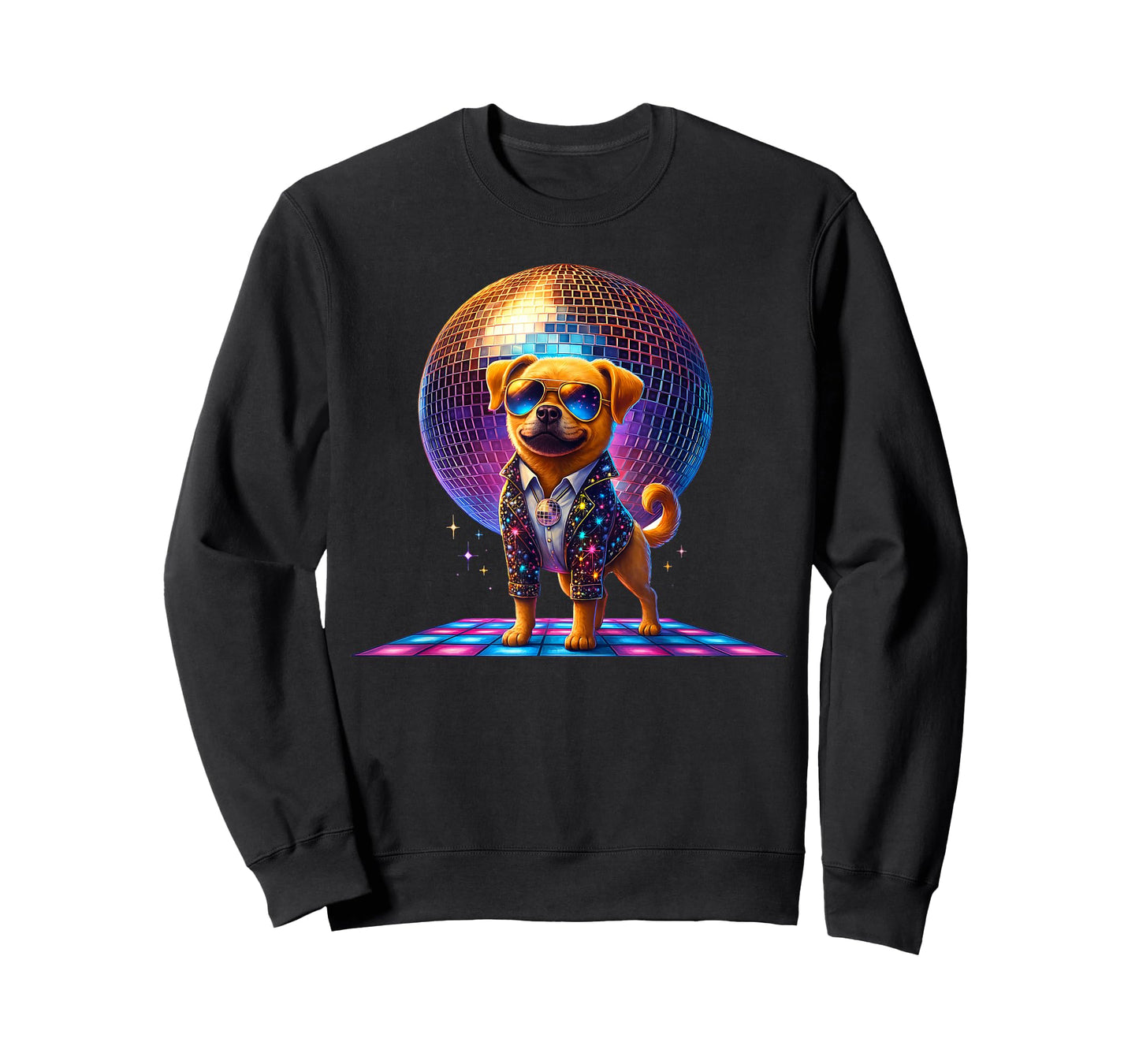 Dancing Dog Disco Ball Puppy Lover Funny Party Pet Animal T-Shirt