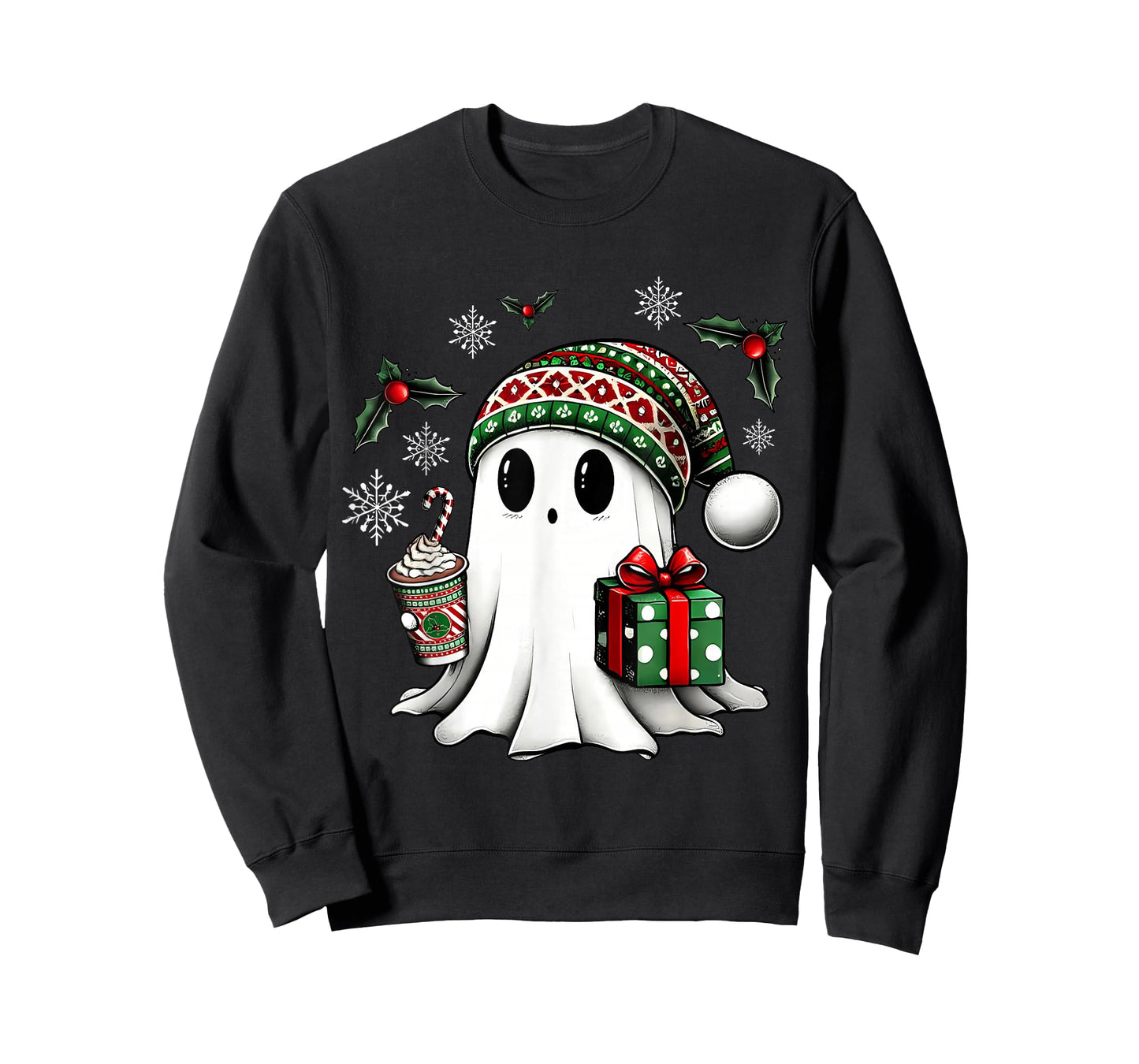 Christmas Santa Ghost Coffee Xmas Holiday Party T-Shirt