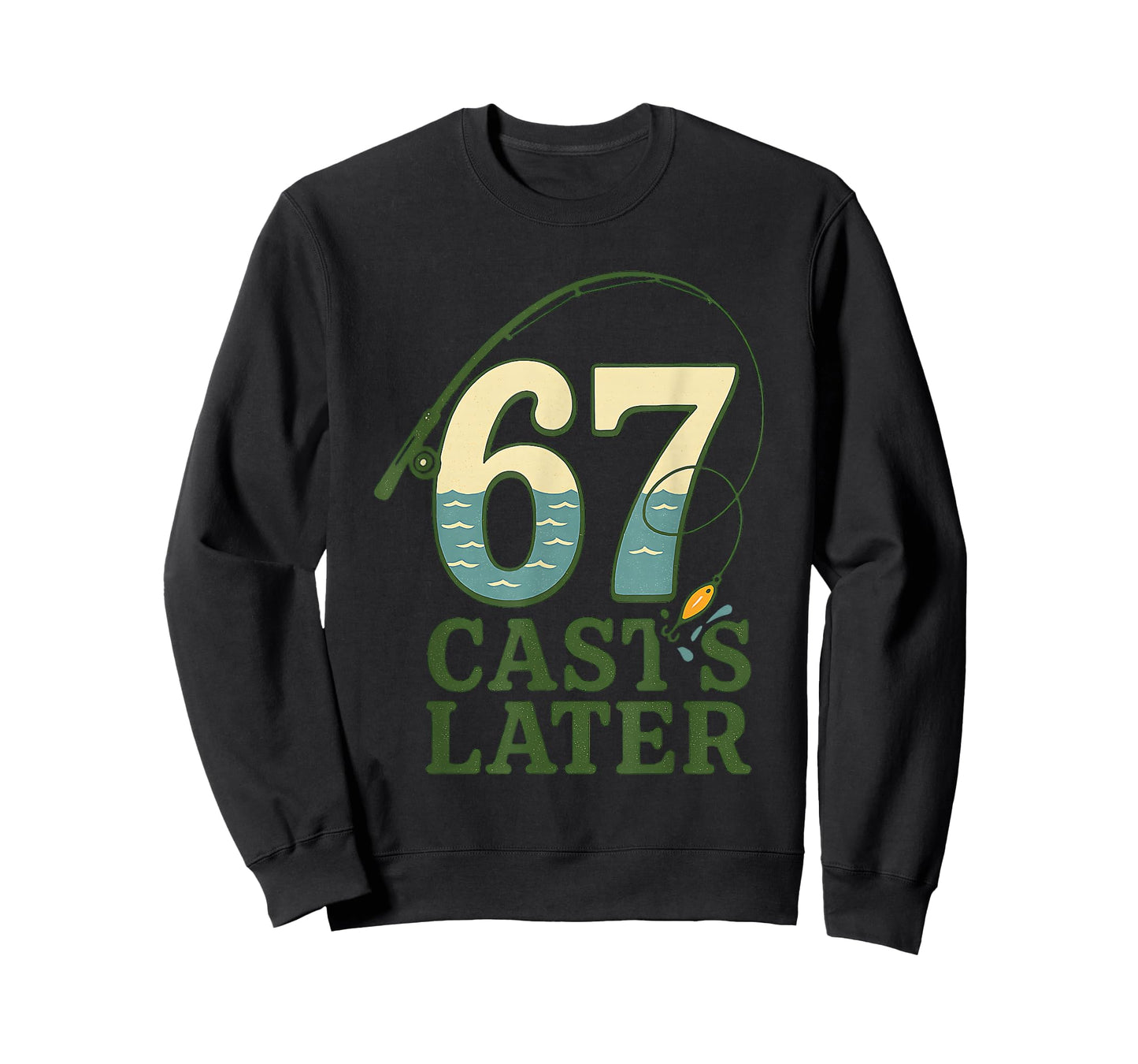 6 7 Meme Gen Alpha Retro Fishing Rod Lure Angler Bass Fisher T-Shirt