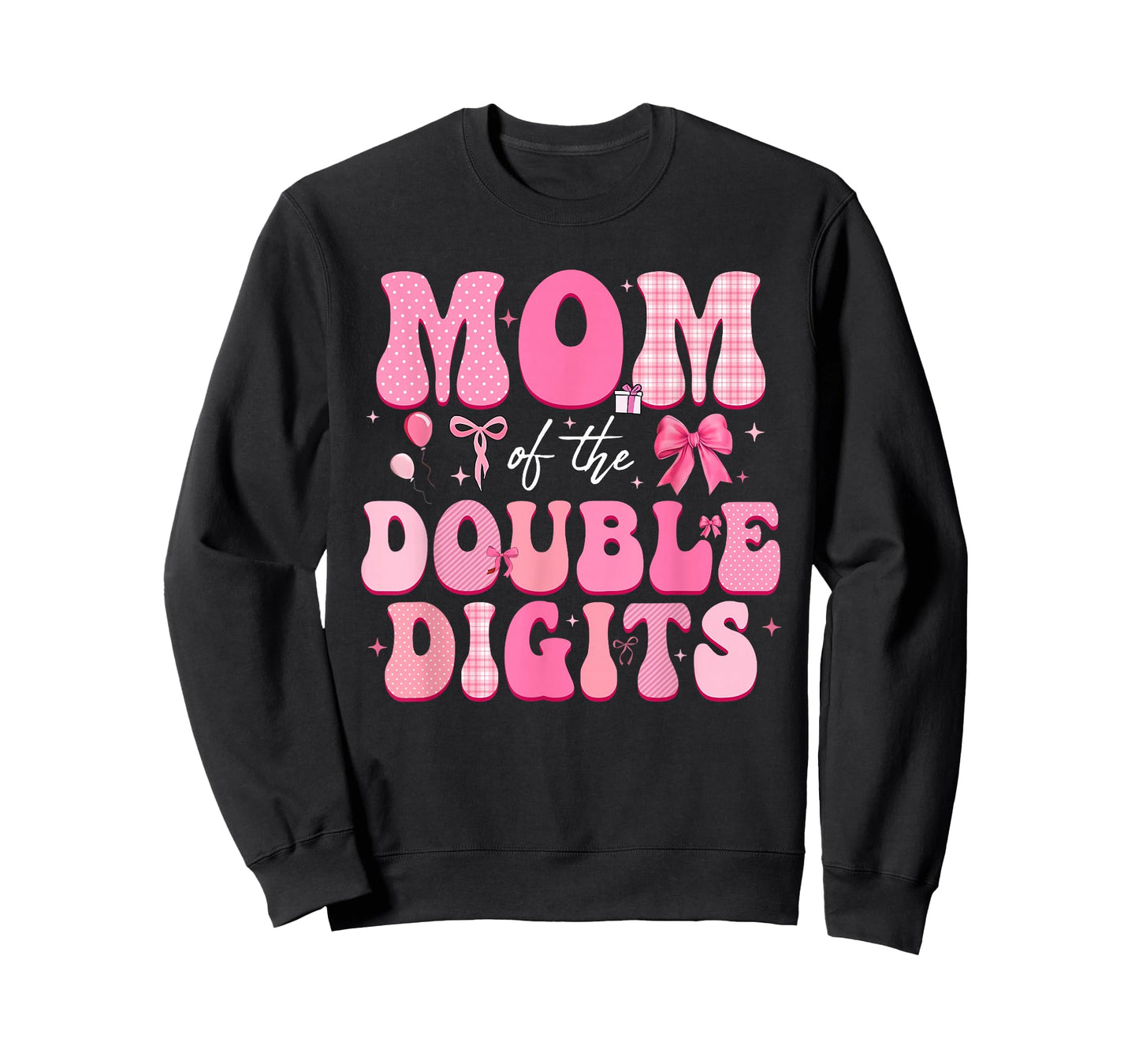 Mom of The Double Digits Cute Pink Bow 10th Birthday Girl T-Shirt