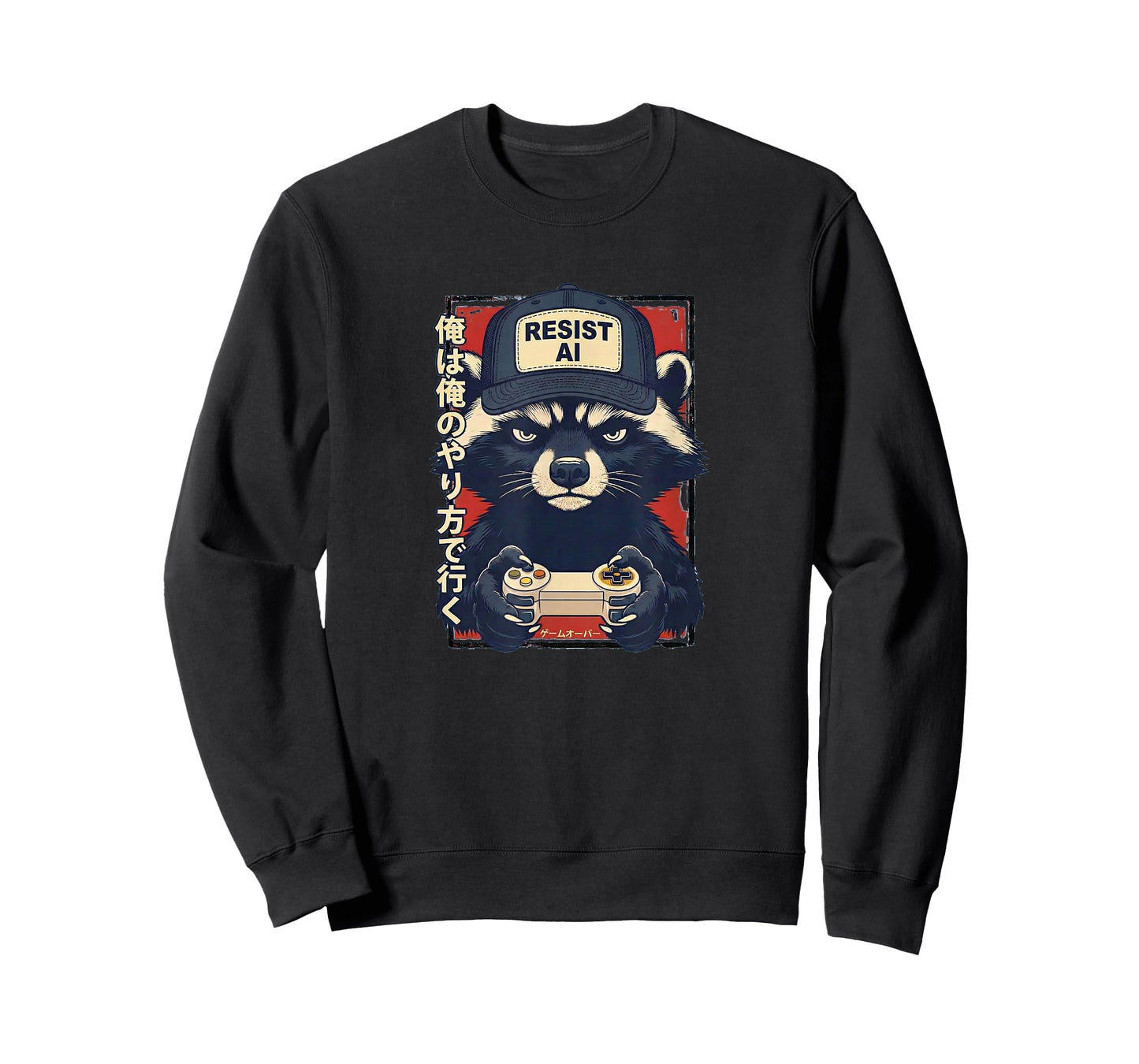 Resist AI - Raccoon Gamer Design T-Shirt