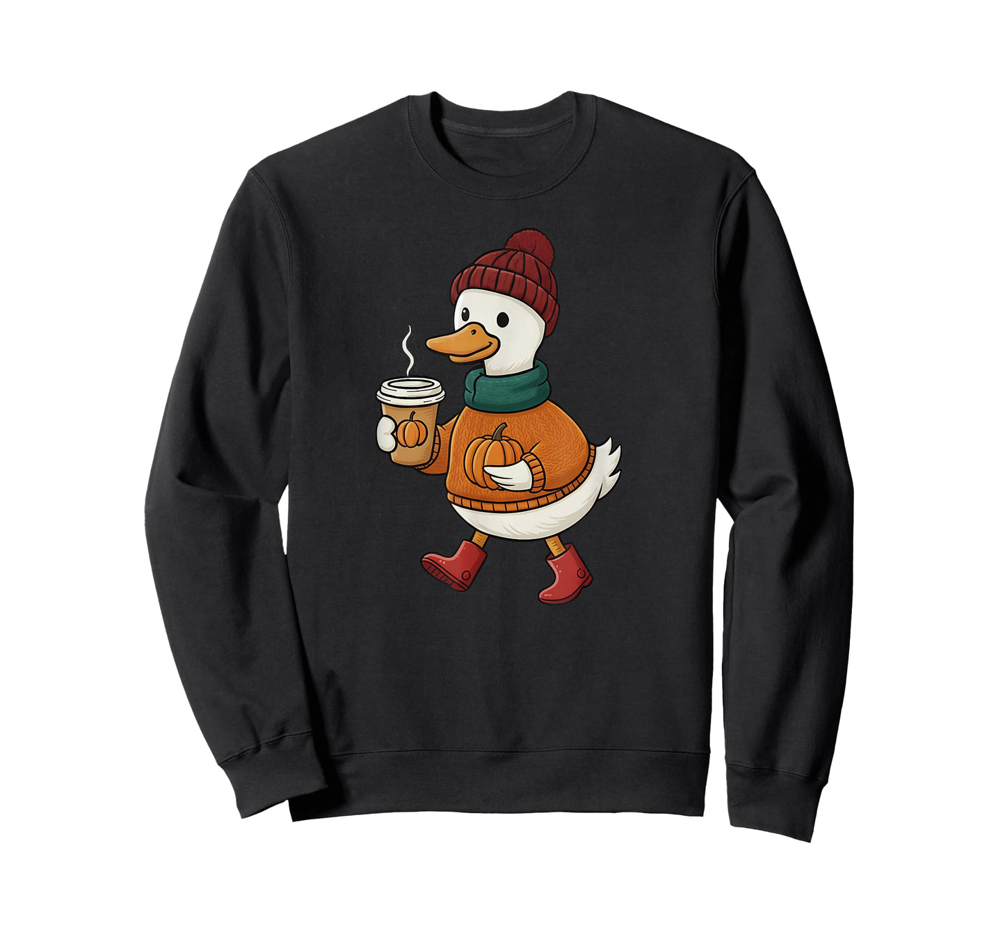 Autumn Goose Pumpkin Coffee - Thanksgiving Funny Costume T-Shirt