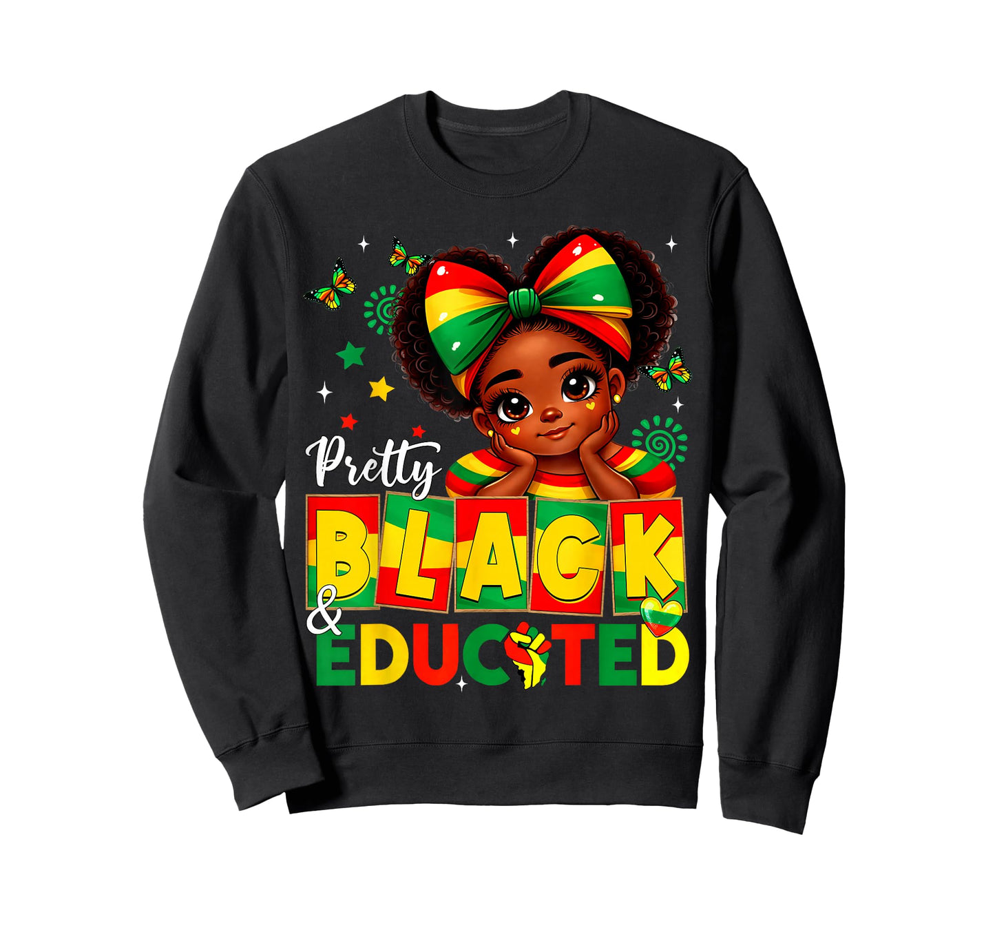 Pretty Black & Educated African American Black History Girls T-Shirt