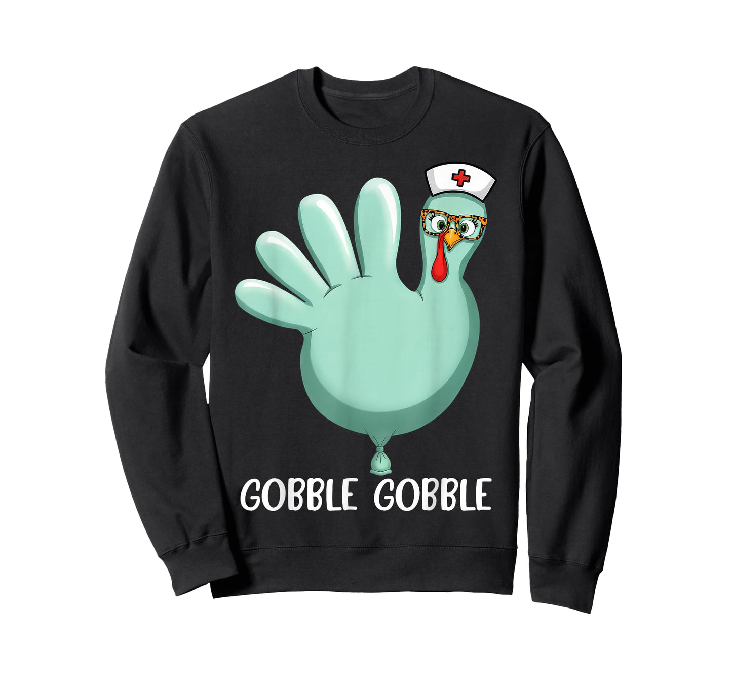 Thanksgiving Turkey Glove Gobble Thankful Nurse Medical Fall T-Shirt